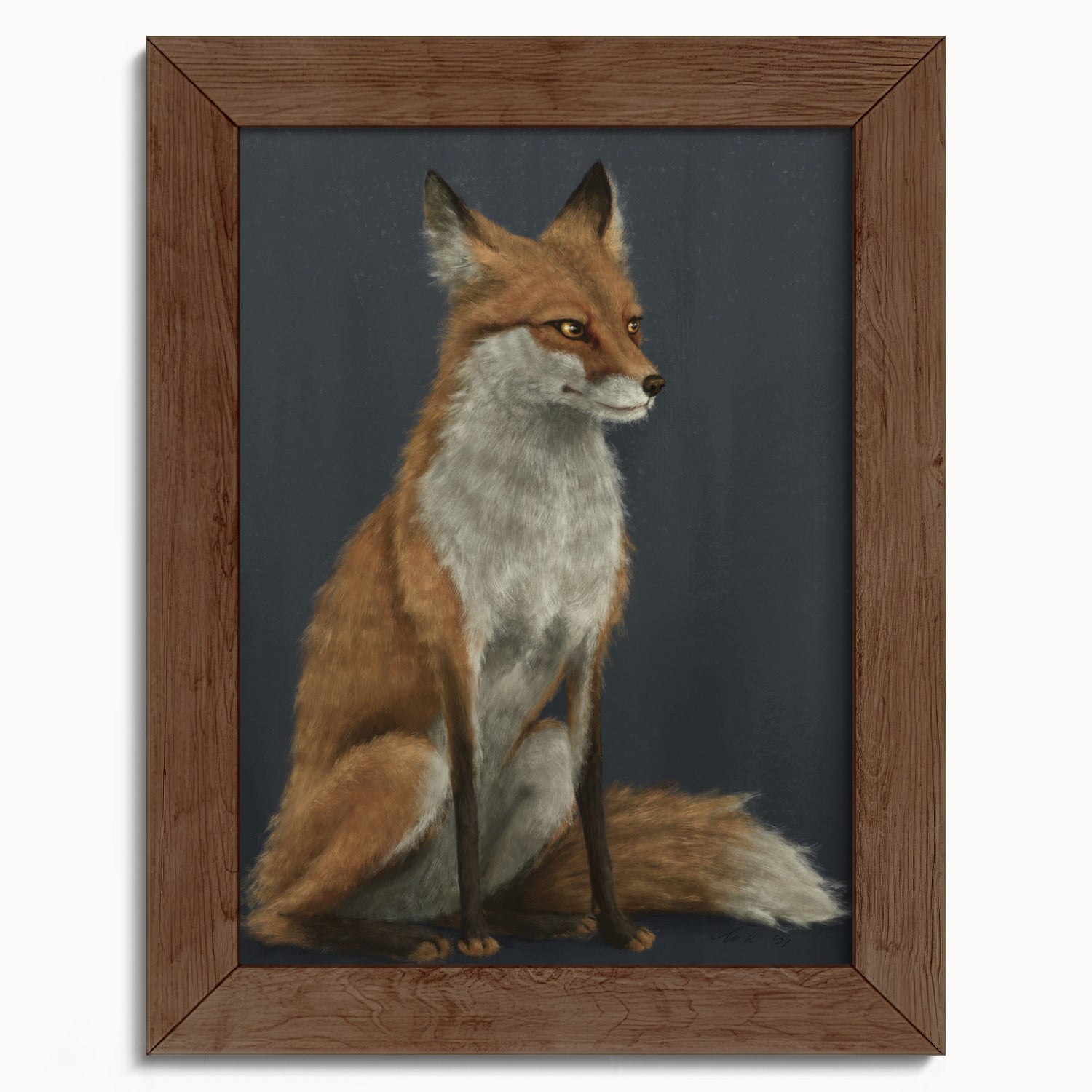 "The Woodland Fox - Blue Edition" by Catherine Hébert - Red Fox Fine Art Print - Blue Edition - 5"x7" size