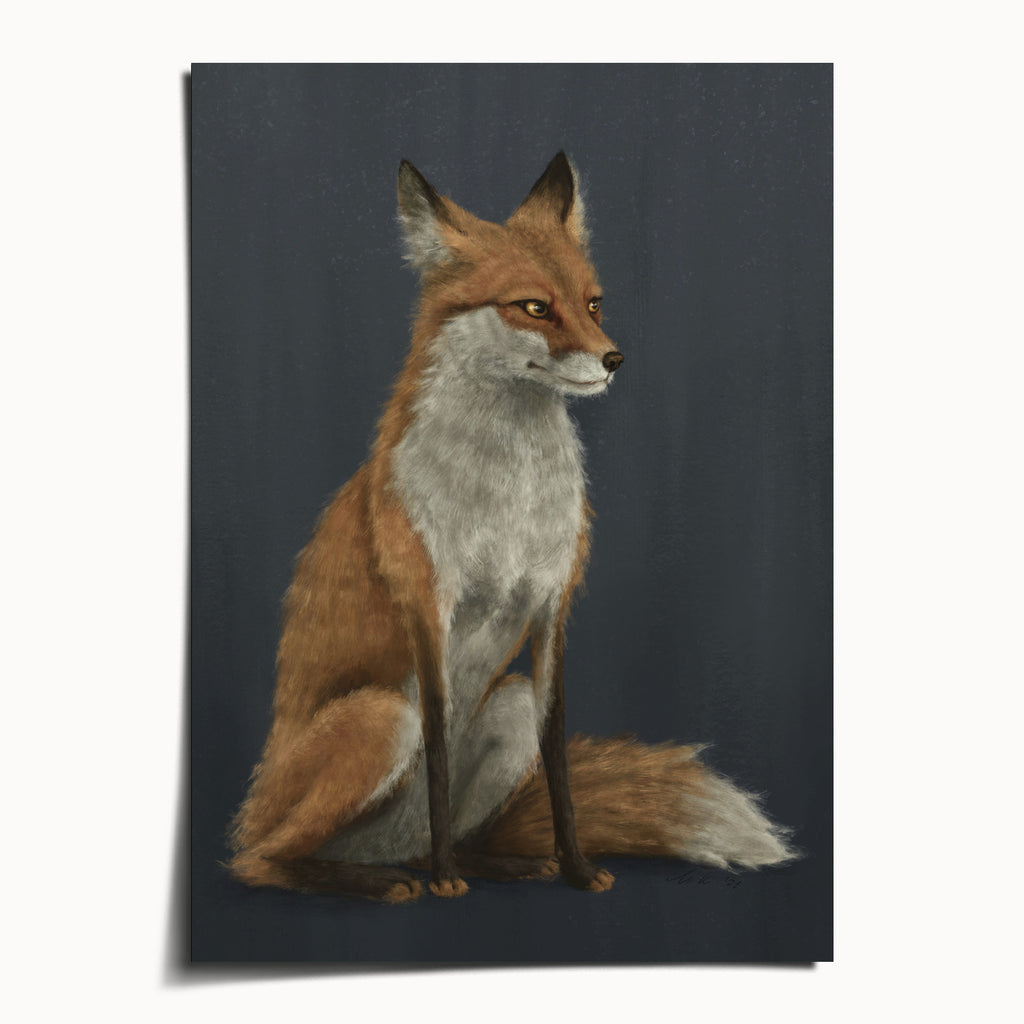 "The Woodland Fox - Blue Edition" by Catherine Hébert - Woodland Fox Art Print - Blue Edition - 5"x7" size