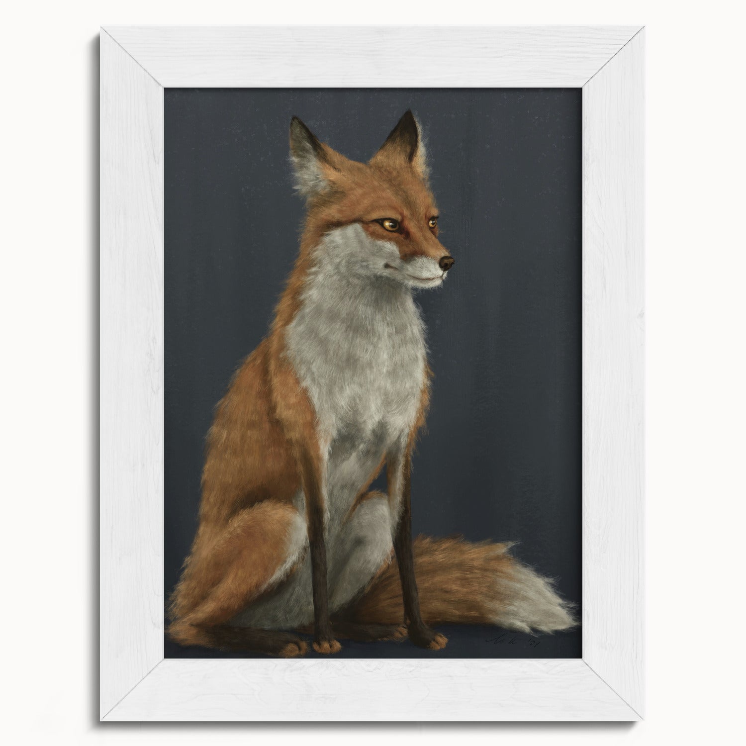 "The Woodland Fox - Blue Edition" by Catherine Hébert - Red Fox Fine Art Print - Blue Edition - 5"x7" size
