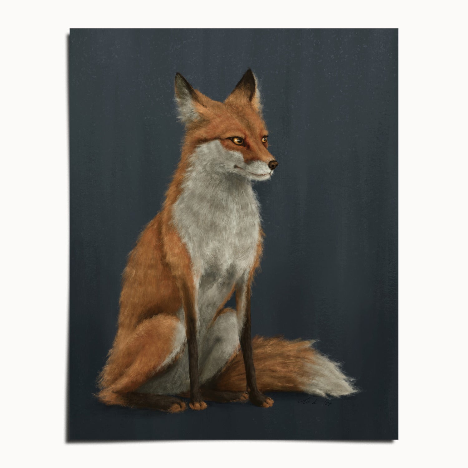 "The Woodland Fox - Blue Edition" by Catherine Hébert - Red Fox Fine Art Print - Blue Edition - 8"x10" size