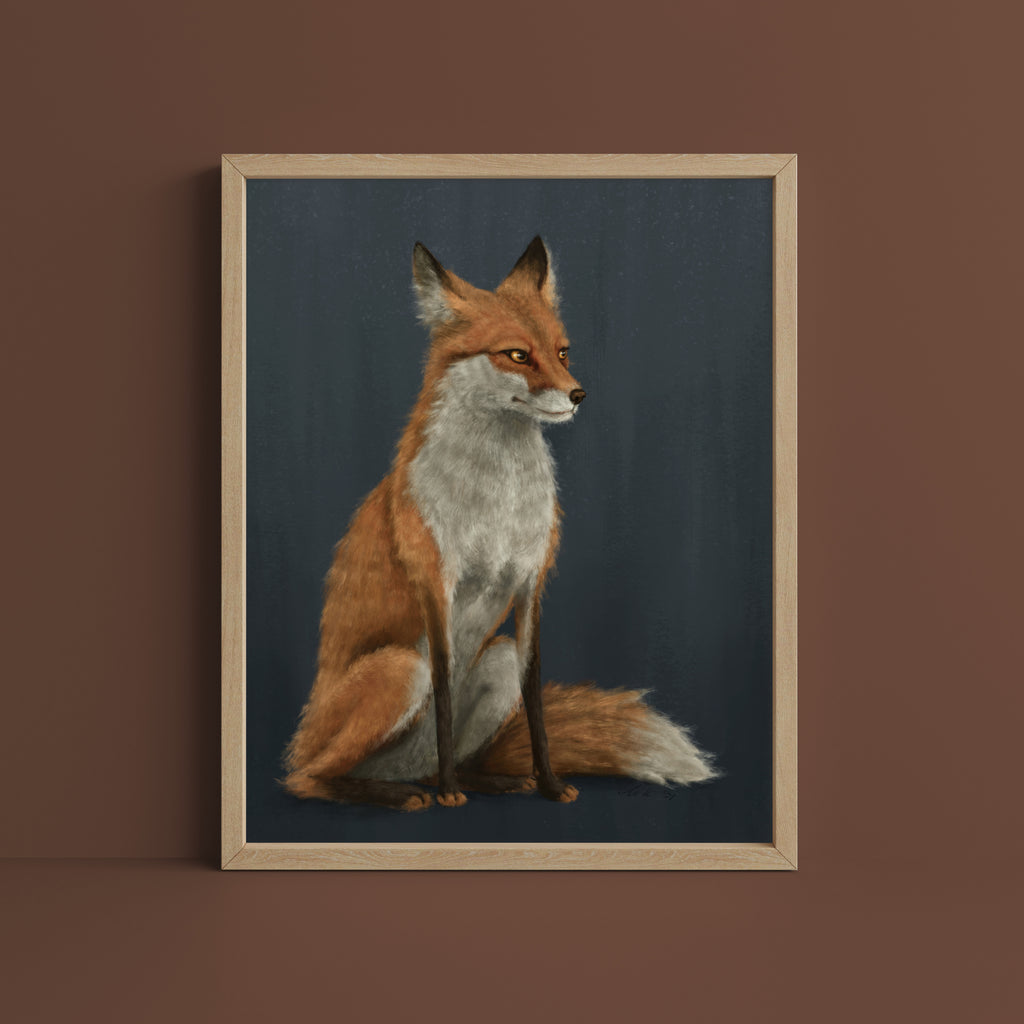 "The Woodland Fox - Blue Edition" by Catherine Hébert - Red Fox Fine Art Print - Blue Edition