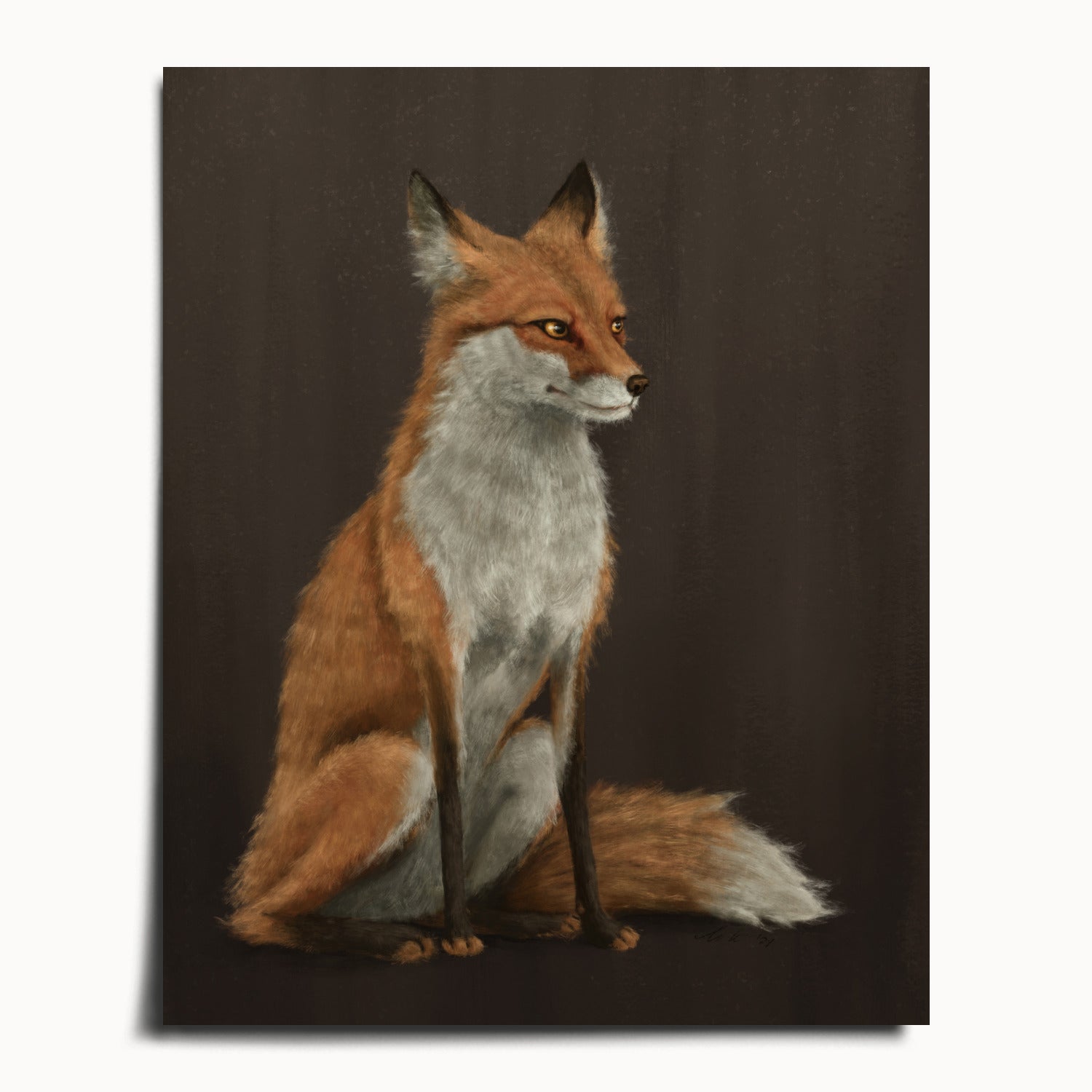"The Woodland Fox - Brown Edition" by Catherine Hébert - Red Fox Fine Art Print - Brown Edition - 40"x50" size