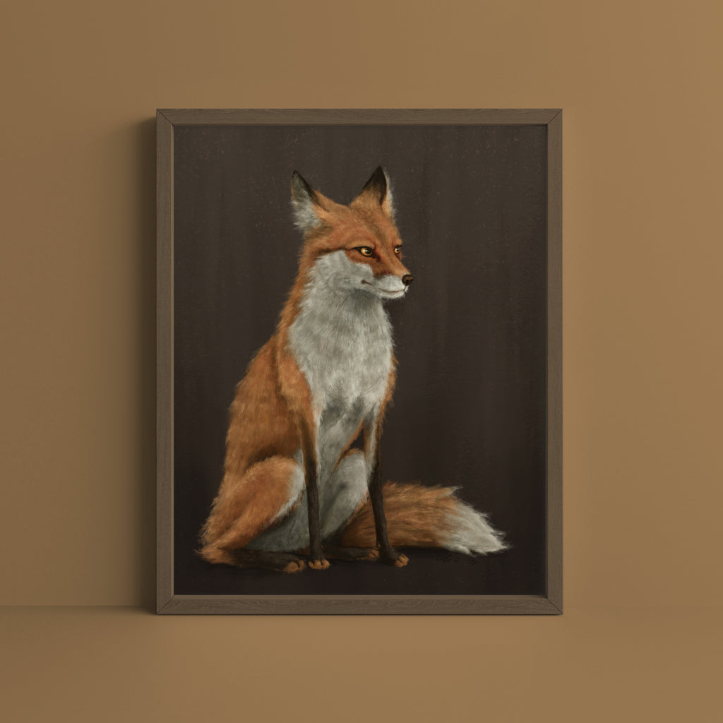 "The Woodland Fox - Brown Edition" by Catherine Hébert - Red Fox Fine Art Print - Brown Edition