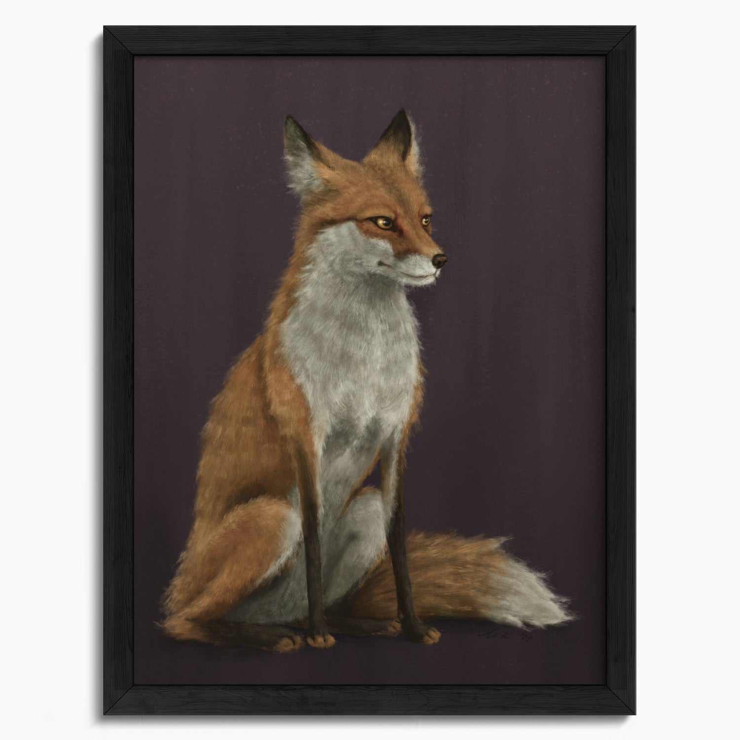 "The Woodland Fox - Burgundy Edition" by Catherine Hébert - Red Fox Fine Art Print - Burgundy Edition - 12"x16" size