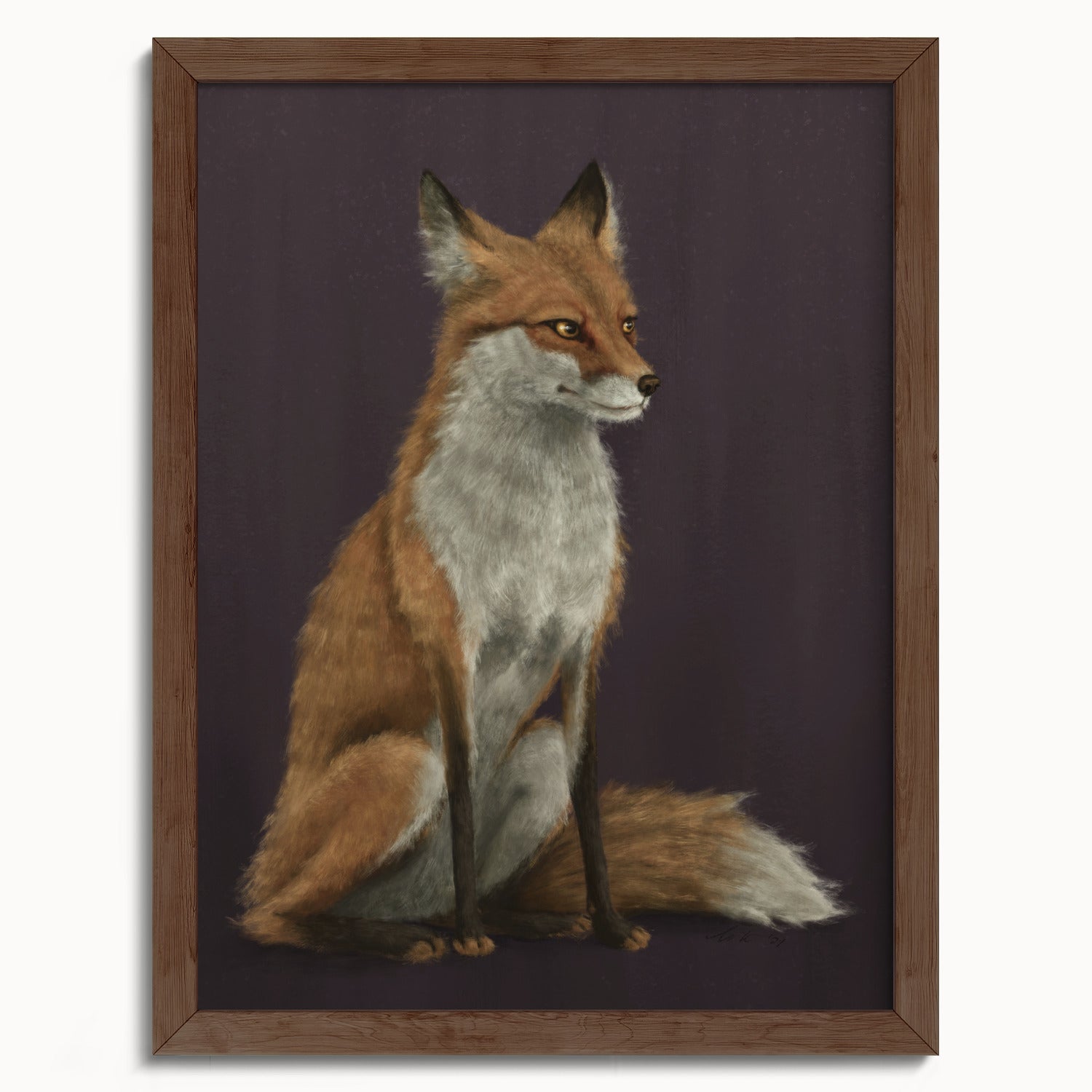 "The Woodland Fox - Burgundy Edition" by Catherine Hébert - Red Fox Fine Art Print - Burgundy Edition - 12"x16" size