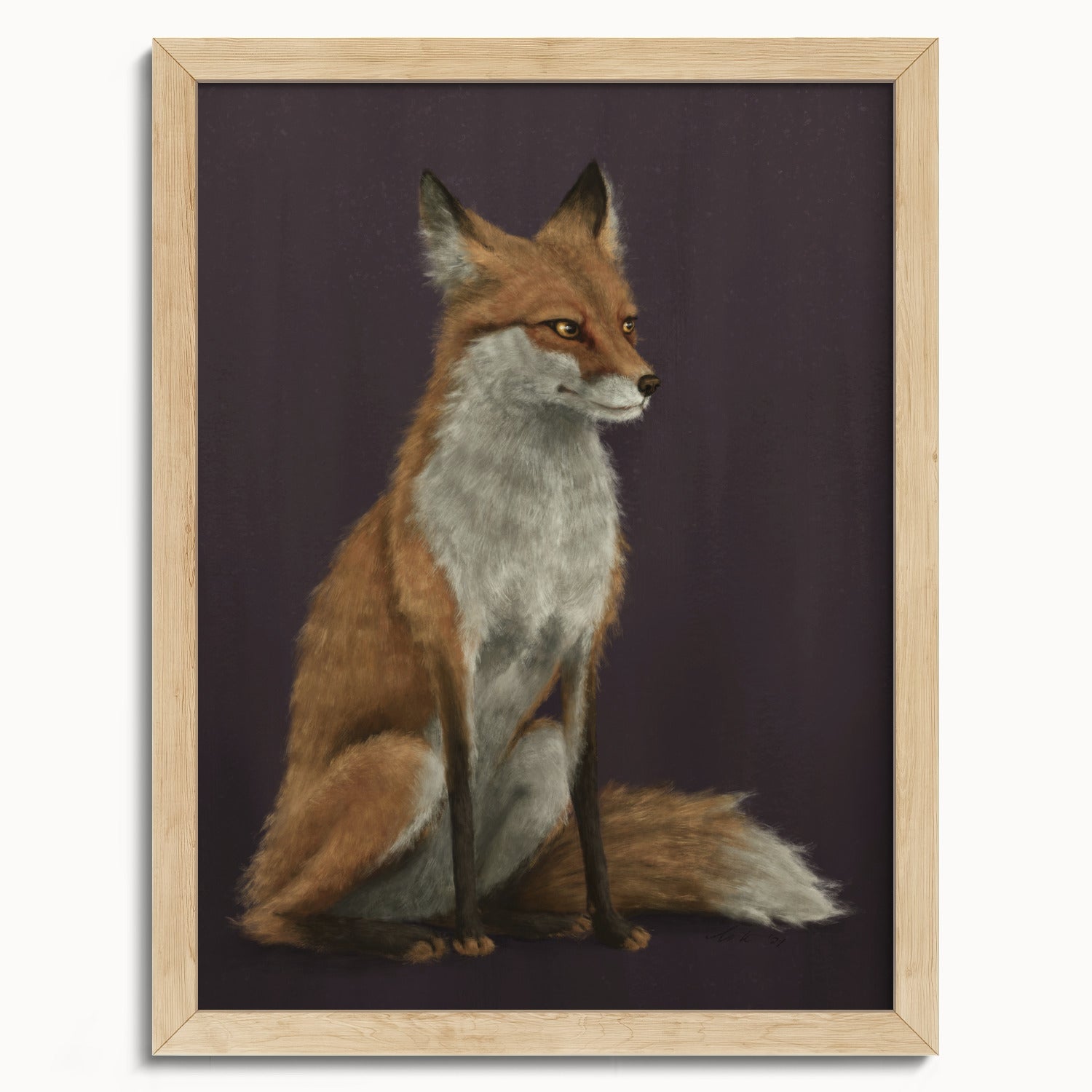"The Woodland Fox - Burgundy Edition" by Catherine Hébert - Red Fox Fine Art Print - Burgundy Edition - 12"x16" size