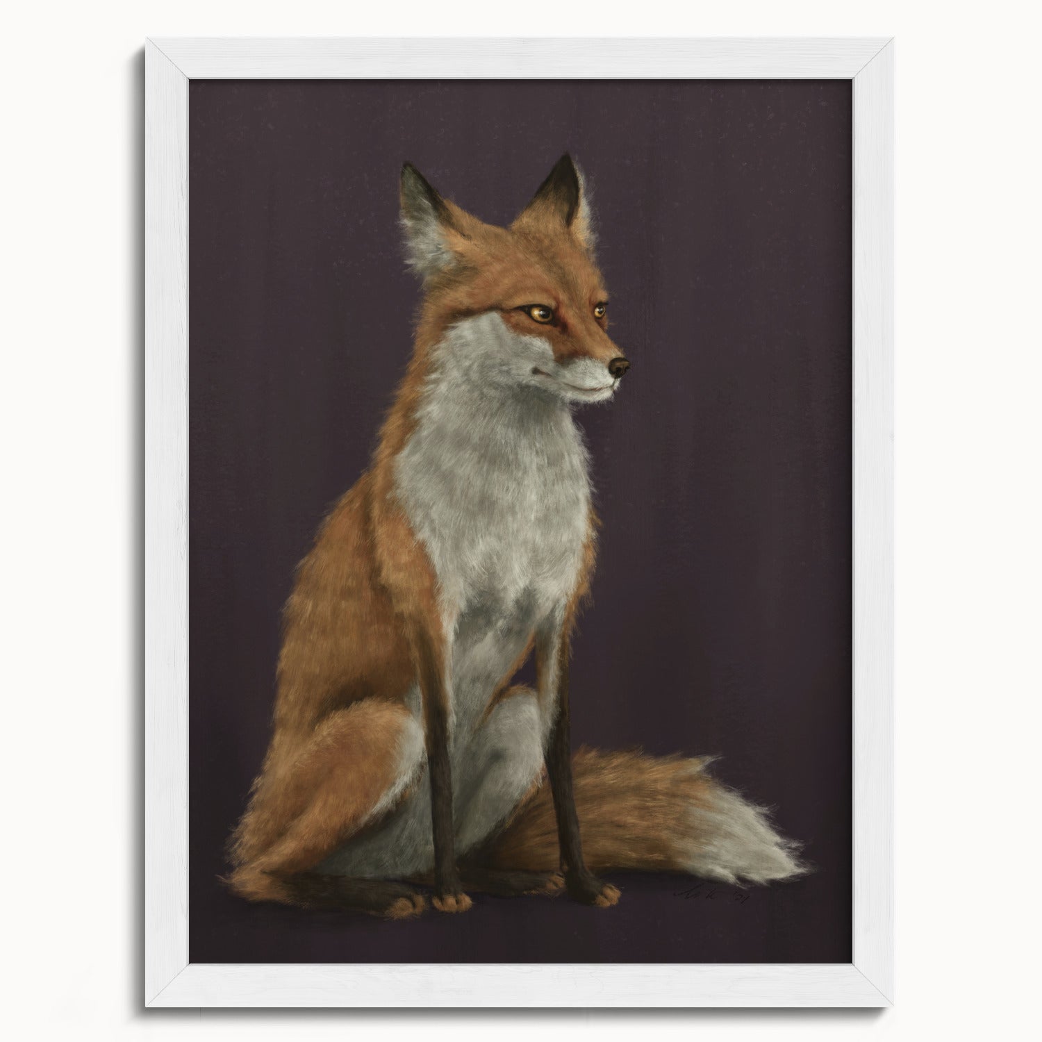 "The Woodland Fox - Burgundy Edition" by Catherine Hébert - Red Fox Fine Art Print - Burgundy Edition - 12"x16" size