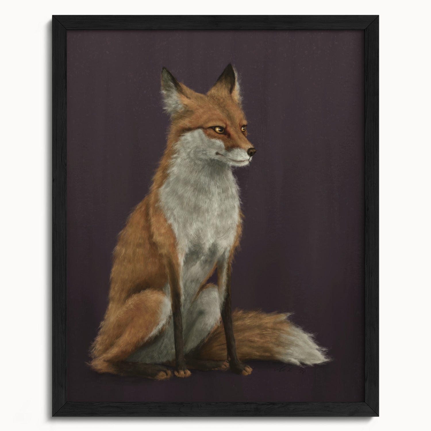 "The Woodland Fox - Burgundy Edition" by Catherine Hébert - Red Fox Fine Art Print - Burgundy Edition - 16"x20" size