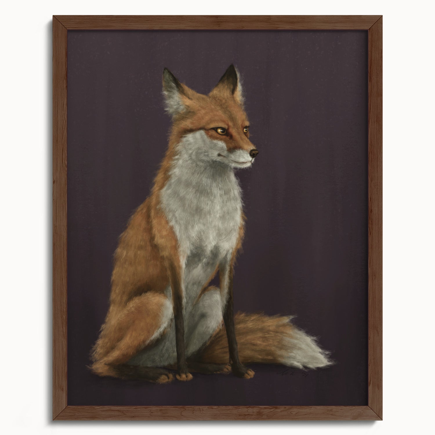 "The Woodland Fox - Burgundy Edition" by Catherine Hébert - Red Fox Fine Art Print - Burgundy Edition - 16"x20" size