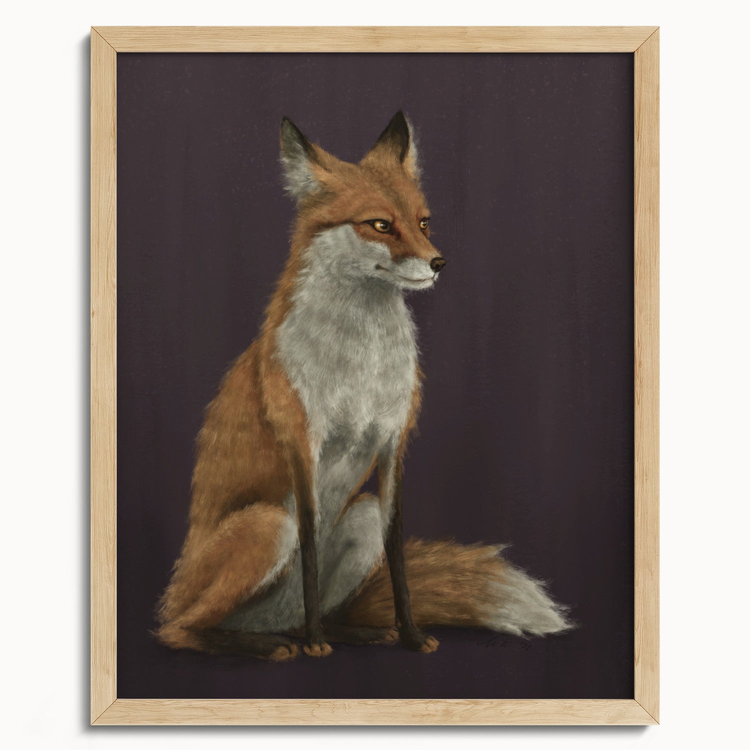 "The Woodland Fox - Burgundy Edition" by Catherine Hébert - Red Fox Fine Art Print - Burgundy Edition - 16"x20" size