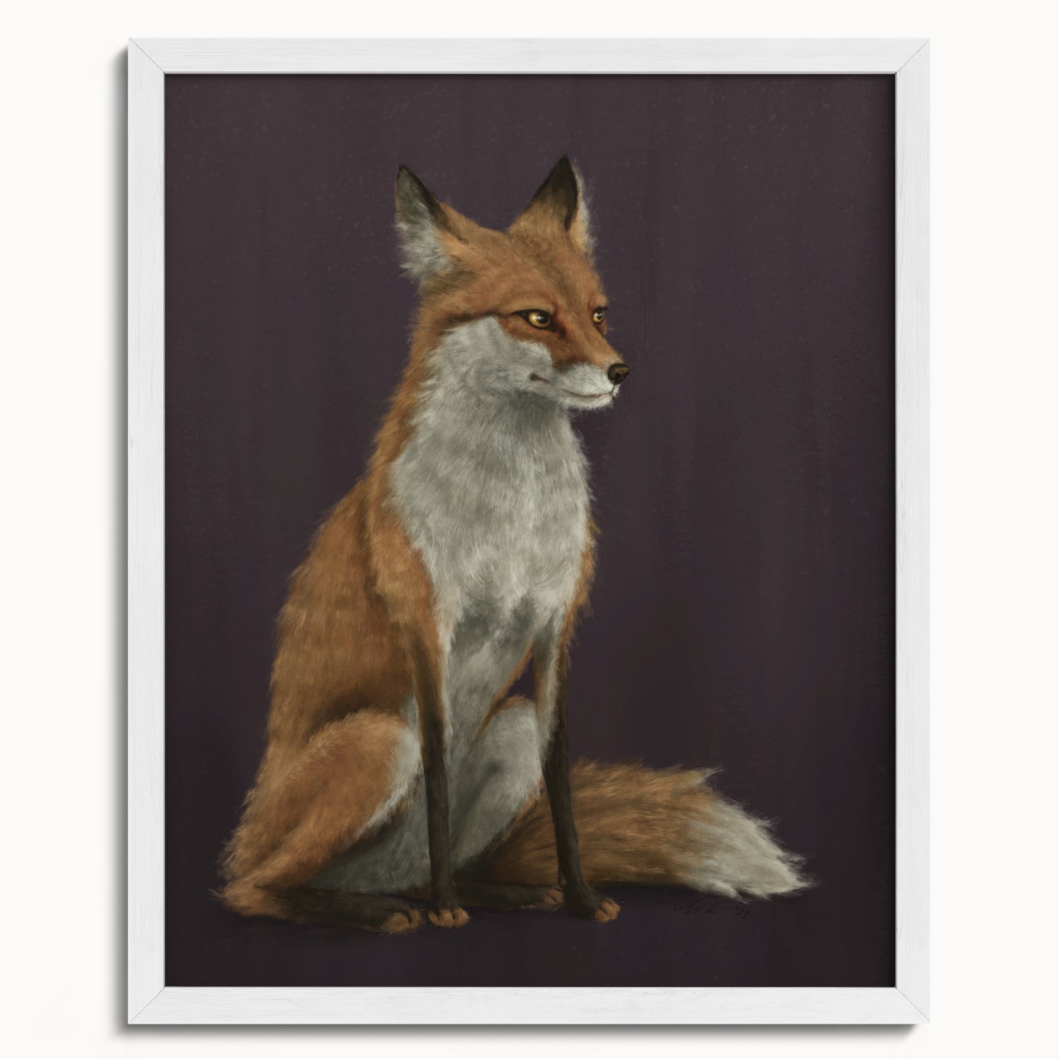 "The Woodland Fox - Burgundy Edition" by Catherine Hébert - Red Fox Fine Art Print - Burgundy Edition - 16"x20" size