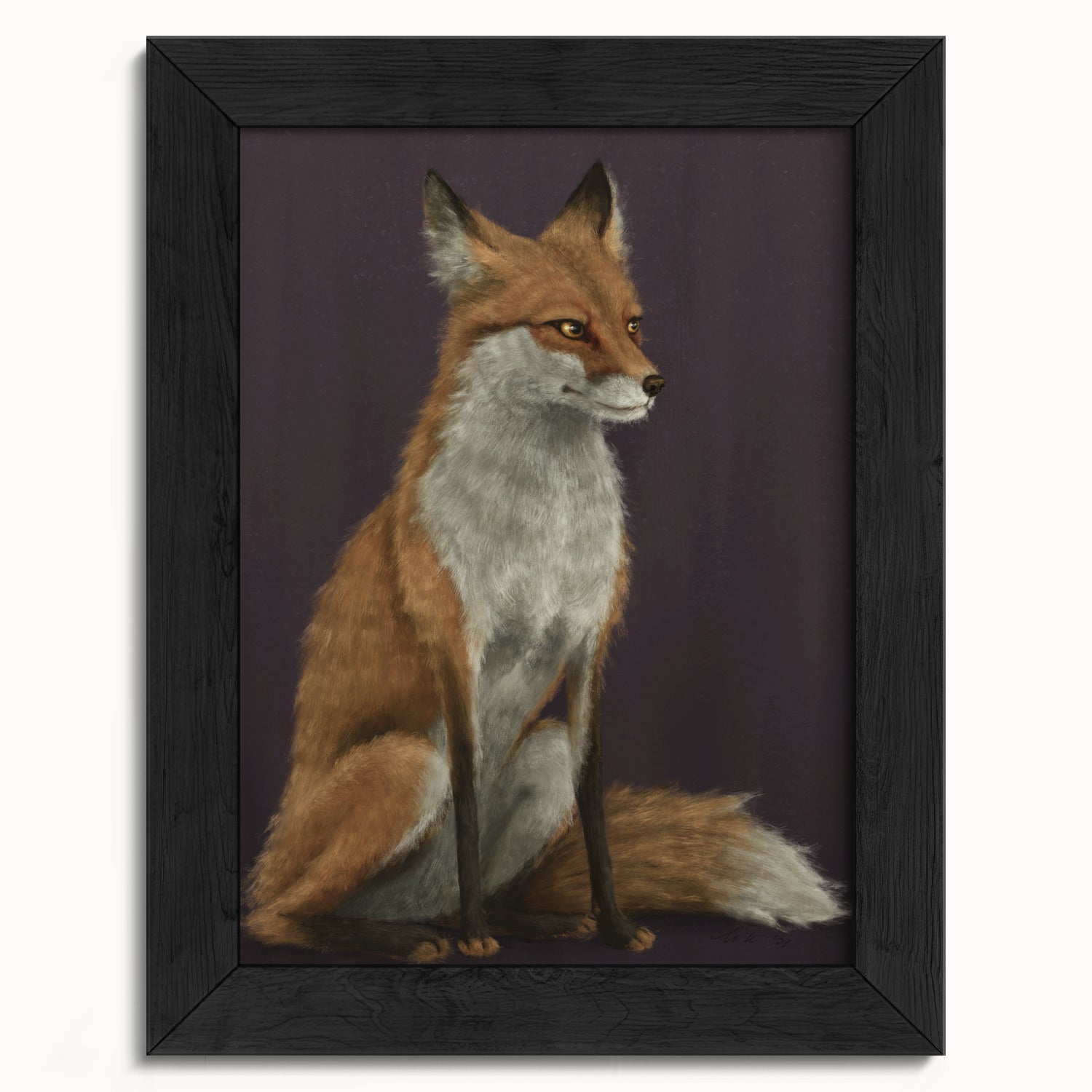 "The Woodland Fox - Burgundy Edition" by Catherine Hébert - Red Fox Fine Art Print - Burgundy Edition - 5"x7" size