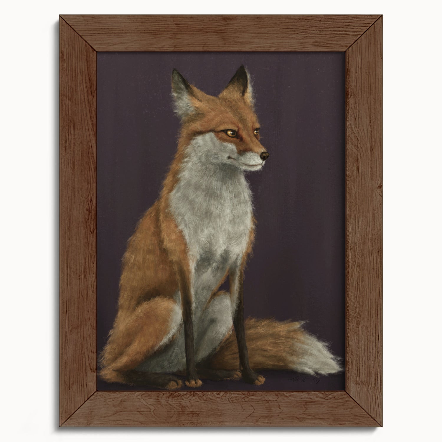 "The Woodland Fox - Burgundy Edition" by Catherine Hébert - Red Fox Fine Art Print - Burgundy Edition - 5"x7" size