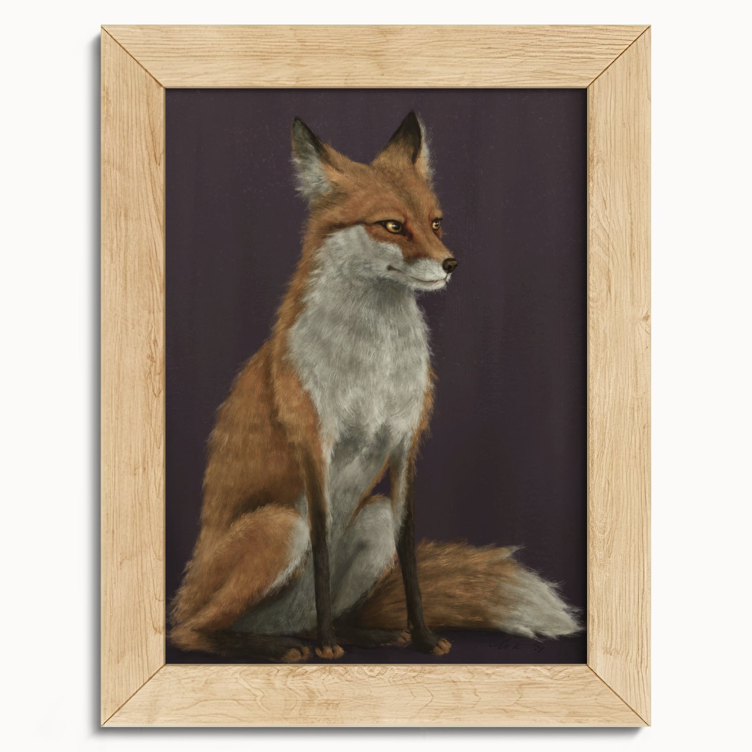 "The Woodland Fox - Burgundy Edition" by Catherine Hébert - Red Fox Fine Art Print - Burgundy Edition - 5"x7" size