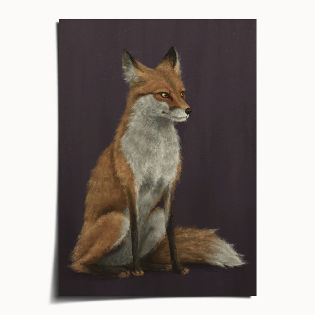 "The Woodland Fox - Burgundy Edition" by Catherine Hébert - Woodland Fox Art Print - Burgundy Edition - 5"x7" size