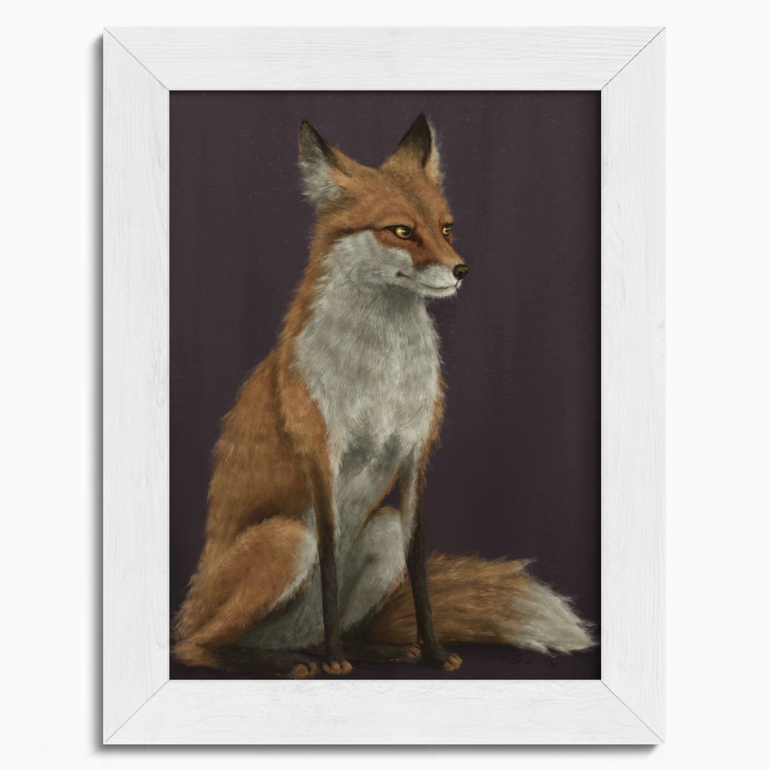 "The Woodland Fox - Burgundy Edition" by Catherine Hébert - Red Fox Fine Art Print - Burgundy Edition - 5"x7" size