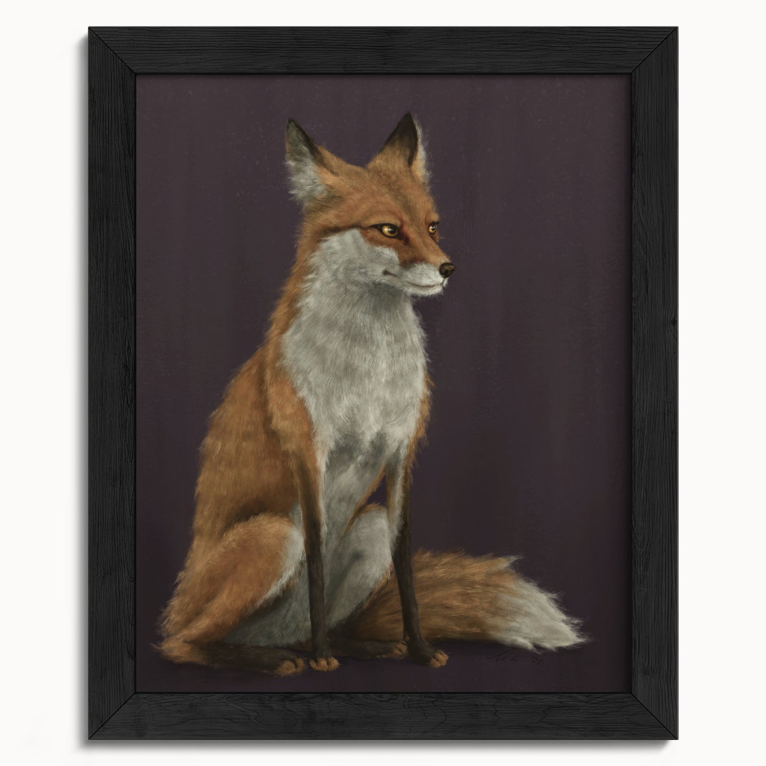 "The Woodland Fox - Burgundy Edition" by Catherine Hébert - Red Fox Fine Art Print - Burgundy Edition - 8"x10" size