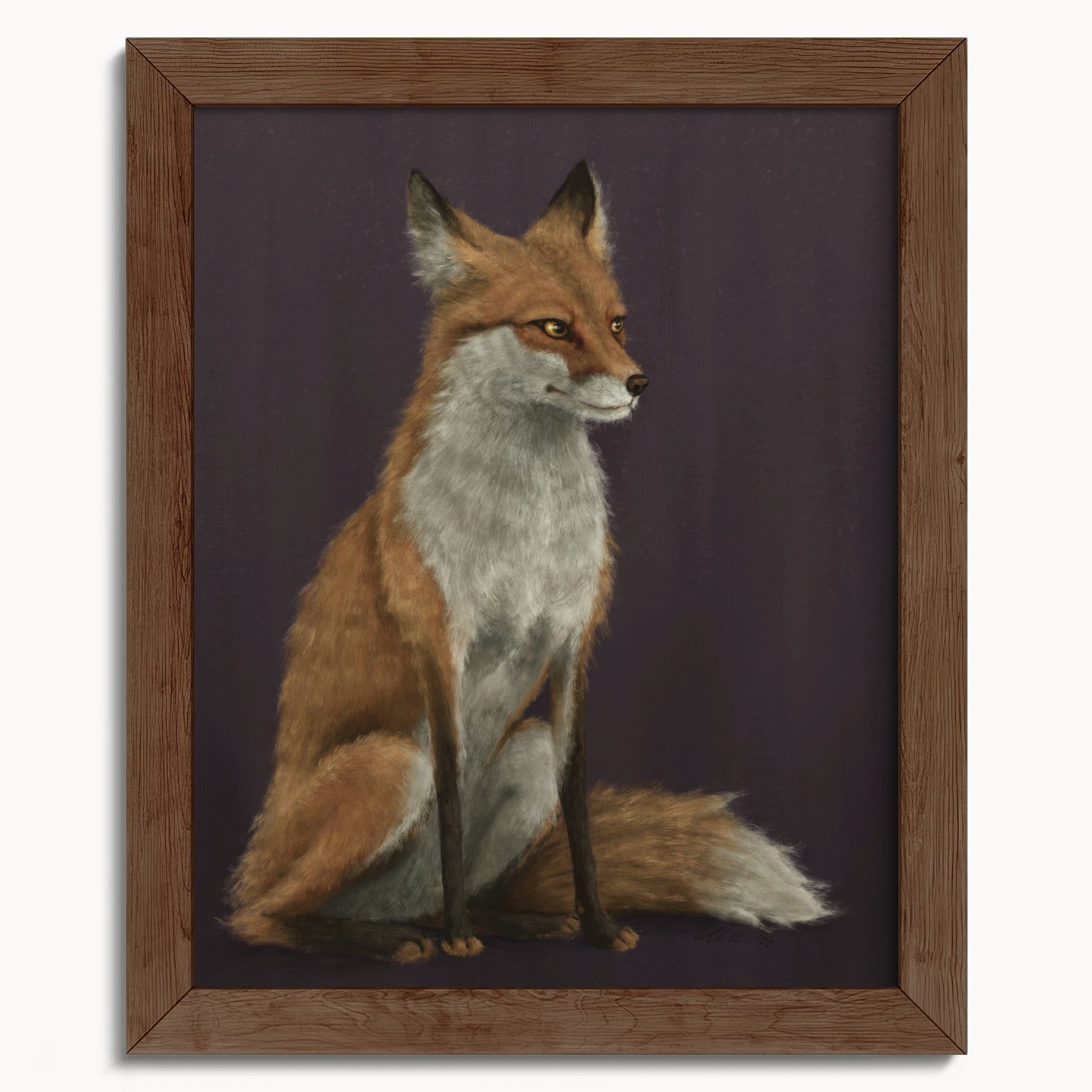 "The Woodland Fox - Burgundy Edition" by Catherine Hébert - Red Fox Fine Art Print - Burgundy Edition - 8"x10" size
