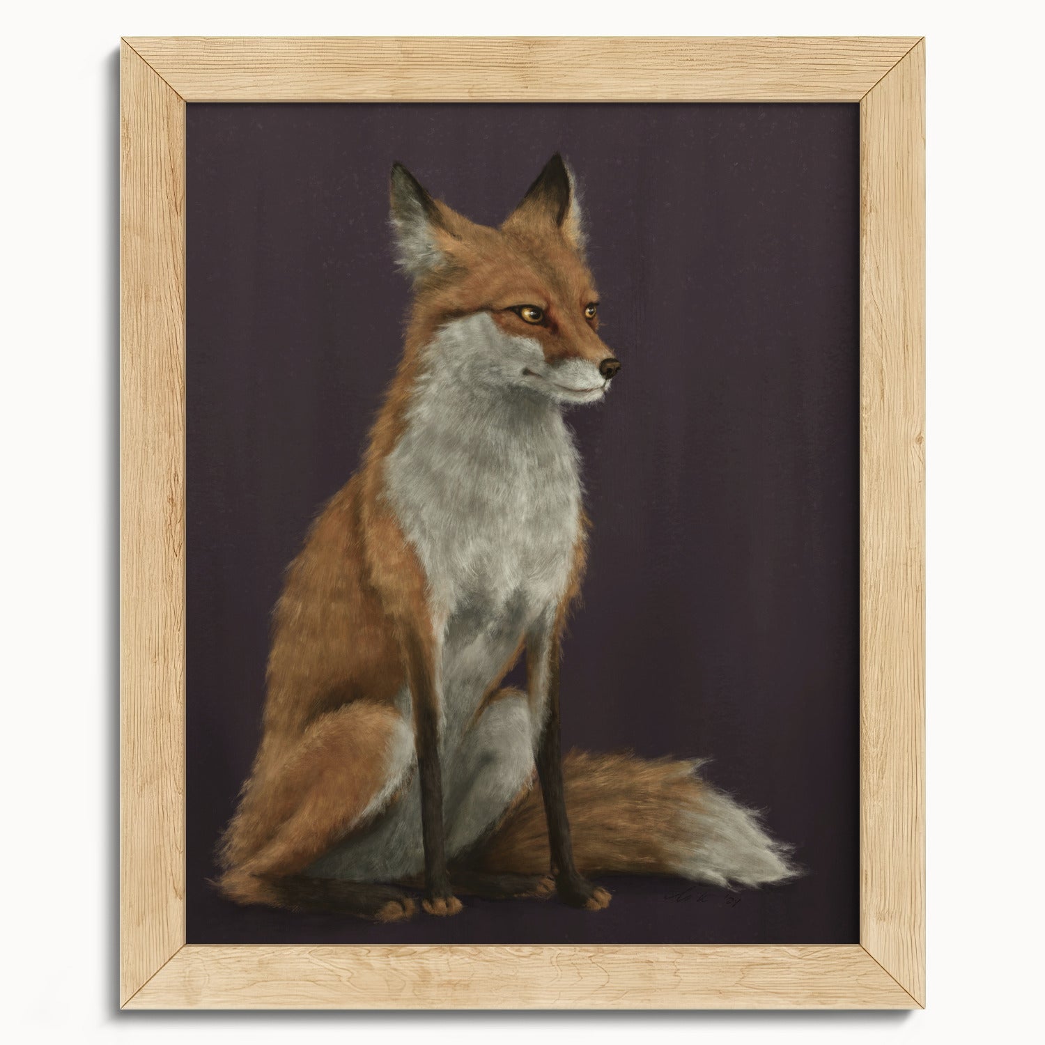 "The Woodland Fox - Burgundy Edition" by Catherine Hébert - Red Fox Fine Art Print - Burgundy Edition - 8"x10" size