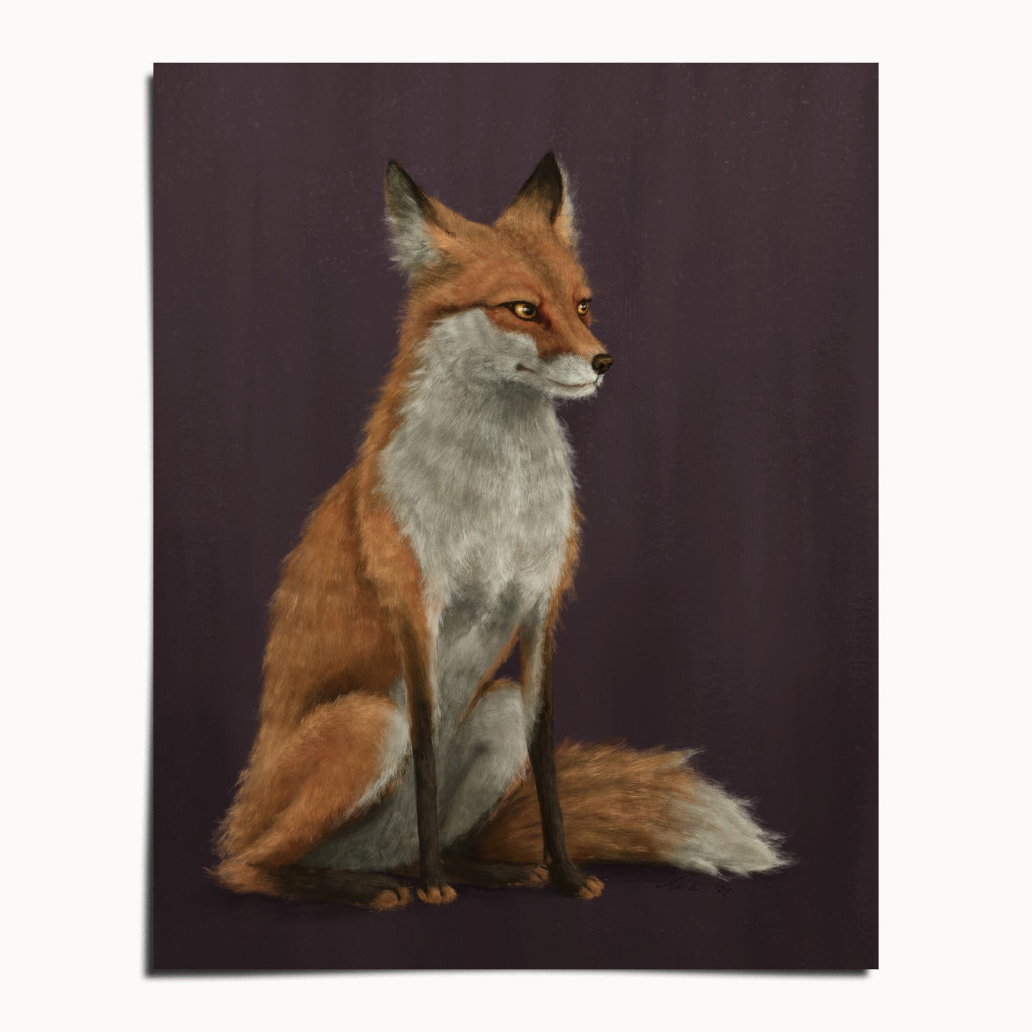 "The Woodland Fox - Burgundy Edition" by Catherine Hébert - Red Fox Fine Art Print - Burgundy Edition - 24"x30" size