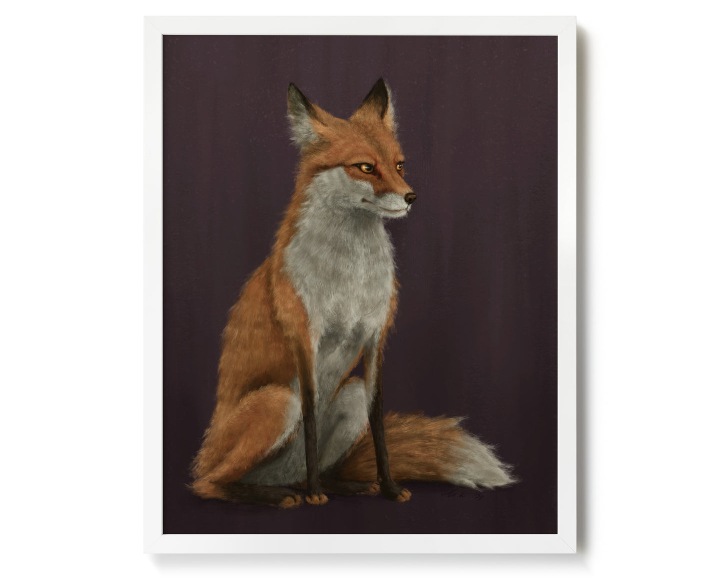 "The Woodland Fox - Burgundy Edition" by Catherine Hébert - Red Fox Giclée Art Print - Burgundy Edition - 16"x20" size