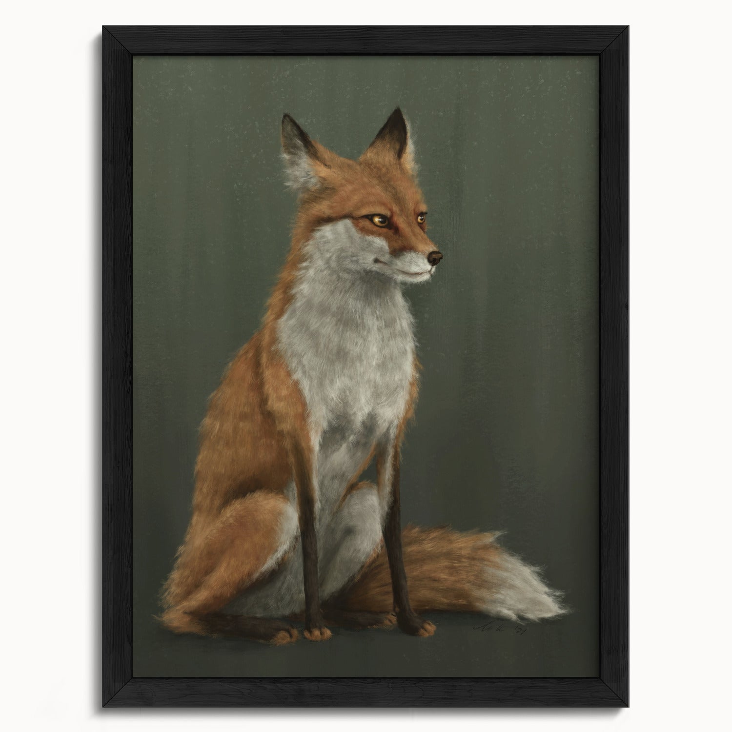"The Woodland Fox - Green Edition" by Catherine Hébert - Woodland Fox Art Print - Light Green Edition - 12"x16" size