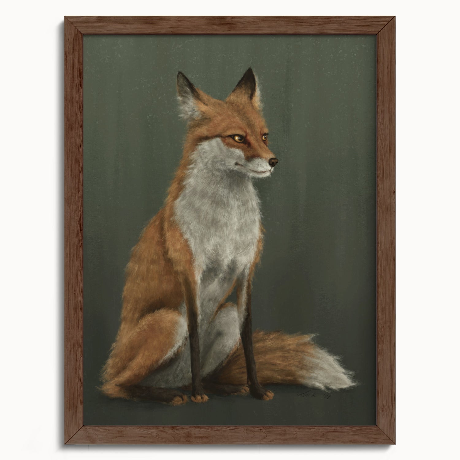 "The Woodland Fox - Green Edition" by Catherine Hébert - Woodland Fox Art Print - Light Green Edition - 12"x16" size