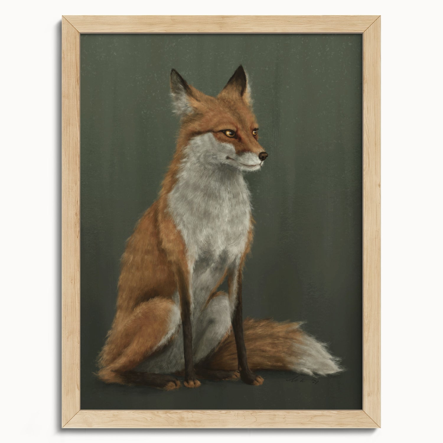 "The Woodland Fox - Green Edition" by Catherine Hébert - Woodland Fox Art Print - Light Green Edition - 12"x16" size