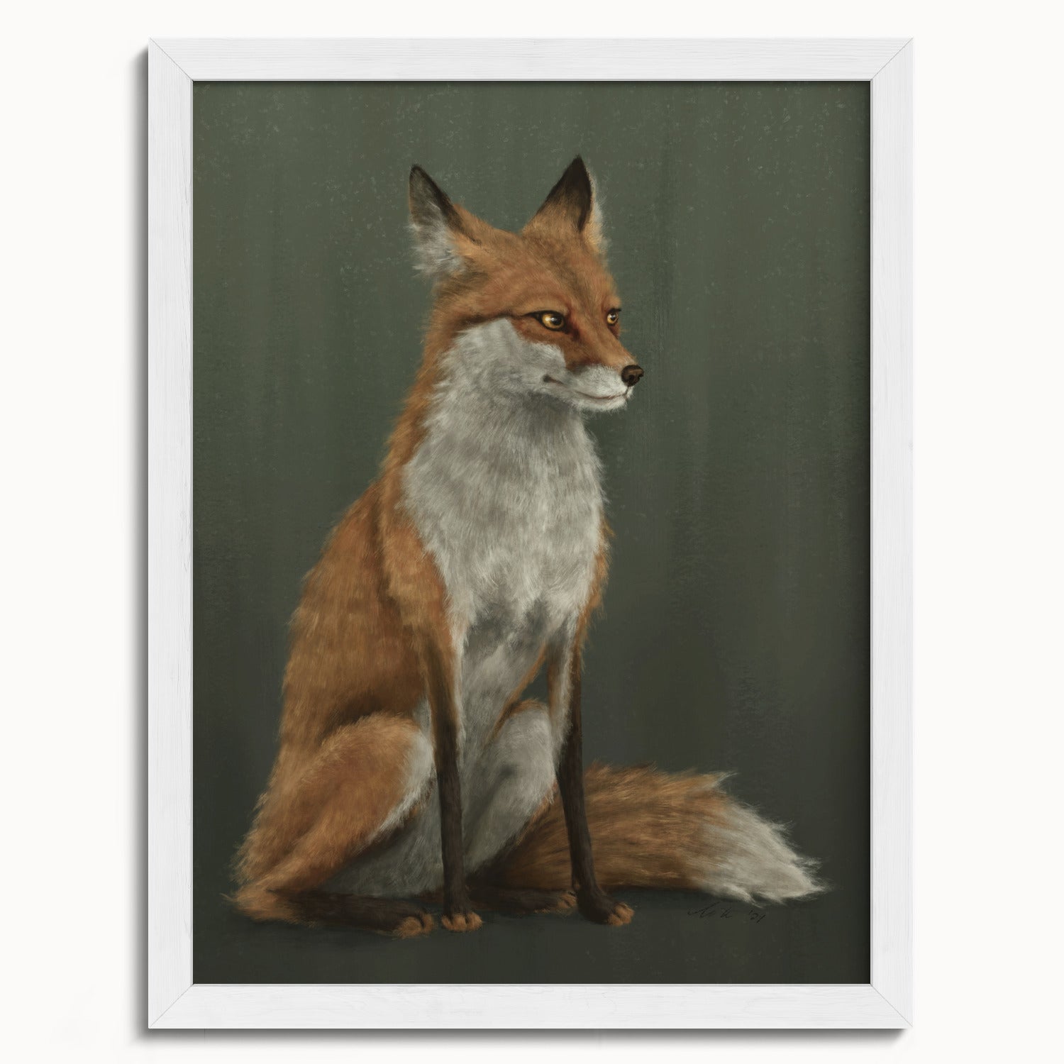 "The Woodland Fox - Green Edition" by Catherine Hébert - Woodland Fox Art Print - Light Green Edition - 12"x16" size