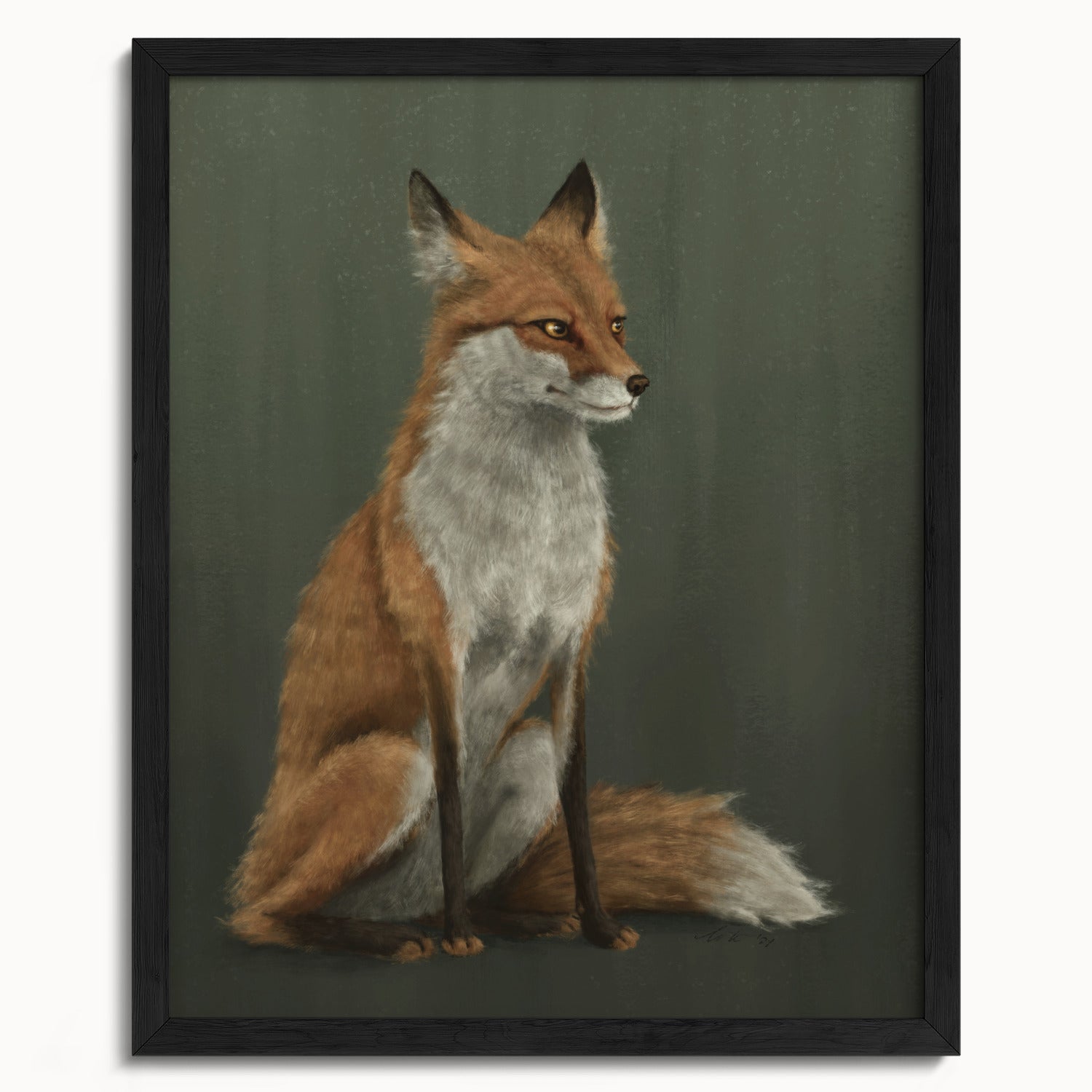 "The Woodland Fox - Green Edition" by Catherine Hébert - Woodland Fox Art Print - Light Green Edition - 16"x20" size