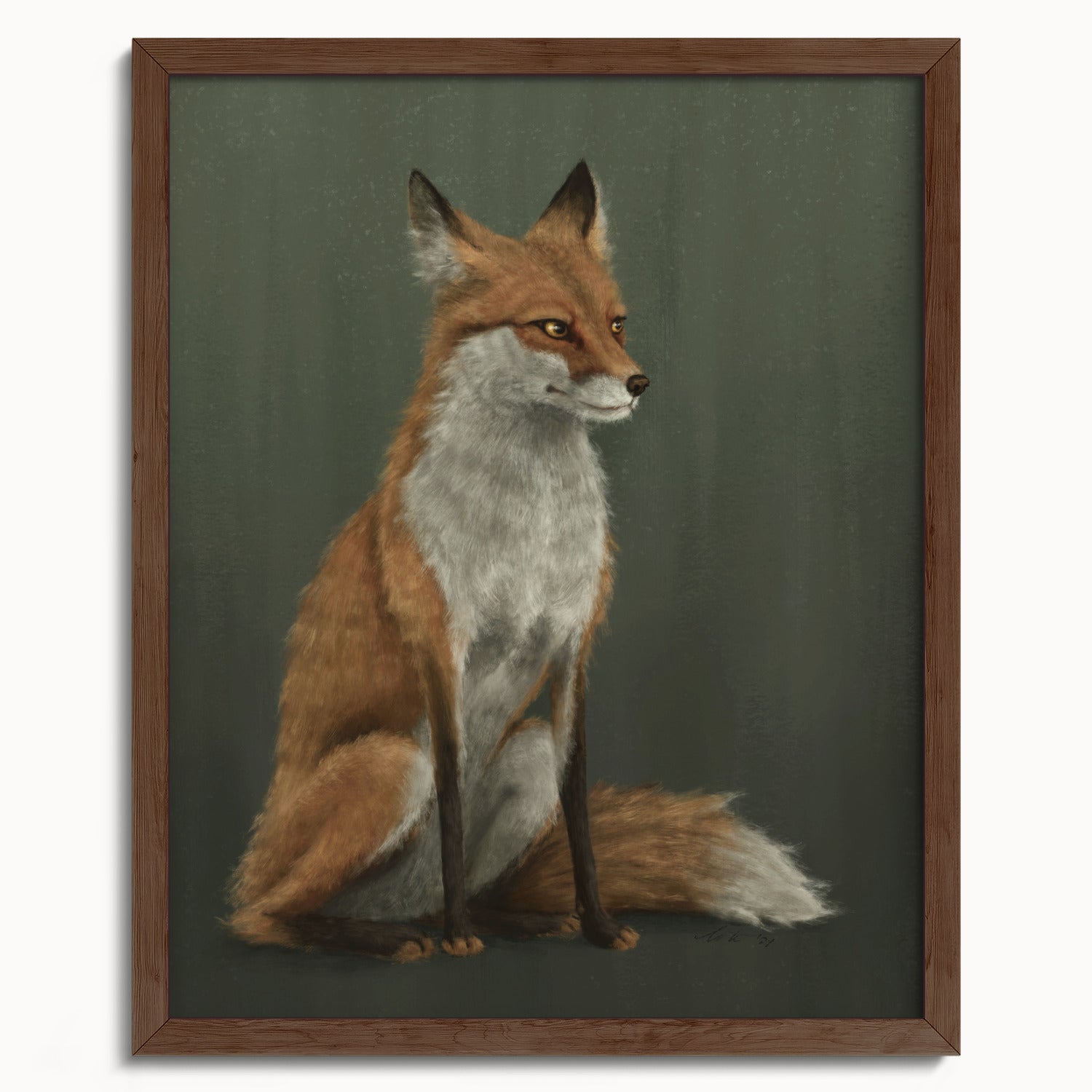 "The Woodland Fox - Green Edition" by Catherine Hébert - Red Fox Fine Art Print - Light Green Edition - 16"x20" size