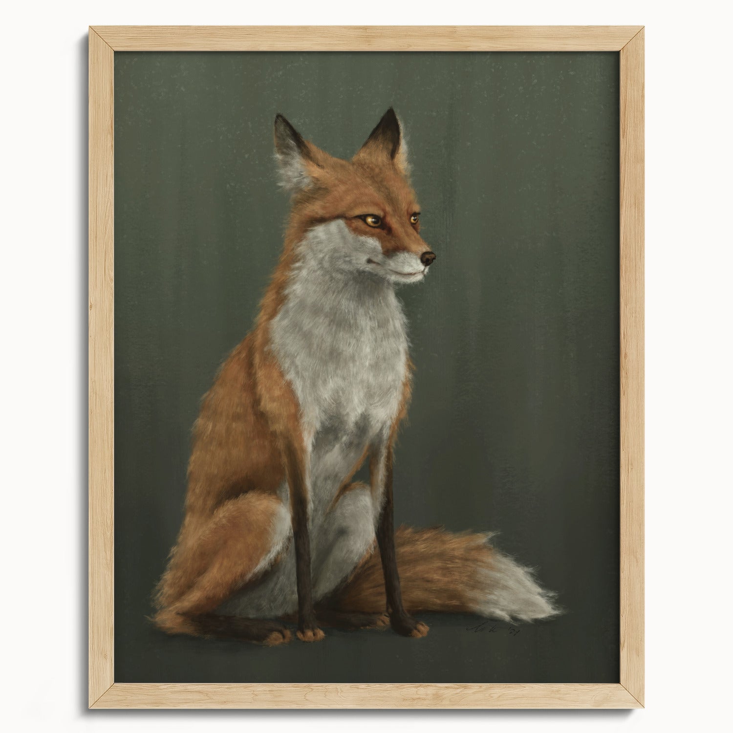 "The Woodland Fox - Green Edition" by Catherine Hébert - Woodland Fox Art Print - Light Green Edition - 16"x20" size
