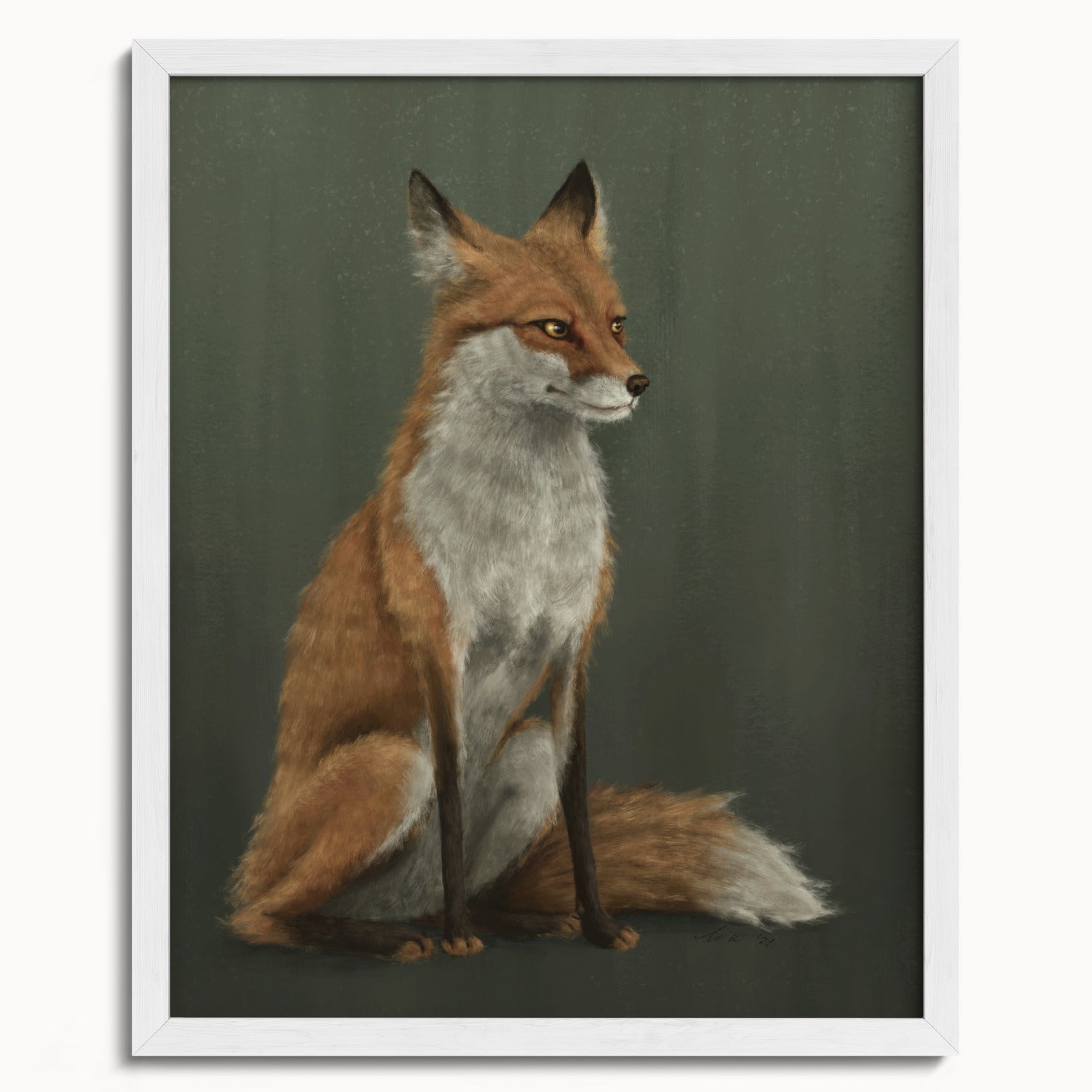 "The Woodland Fox - Green Edition" by Catherine Hébert - Woodland Fox Art Print - Light Green Edition - 16"x20" size