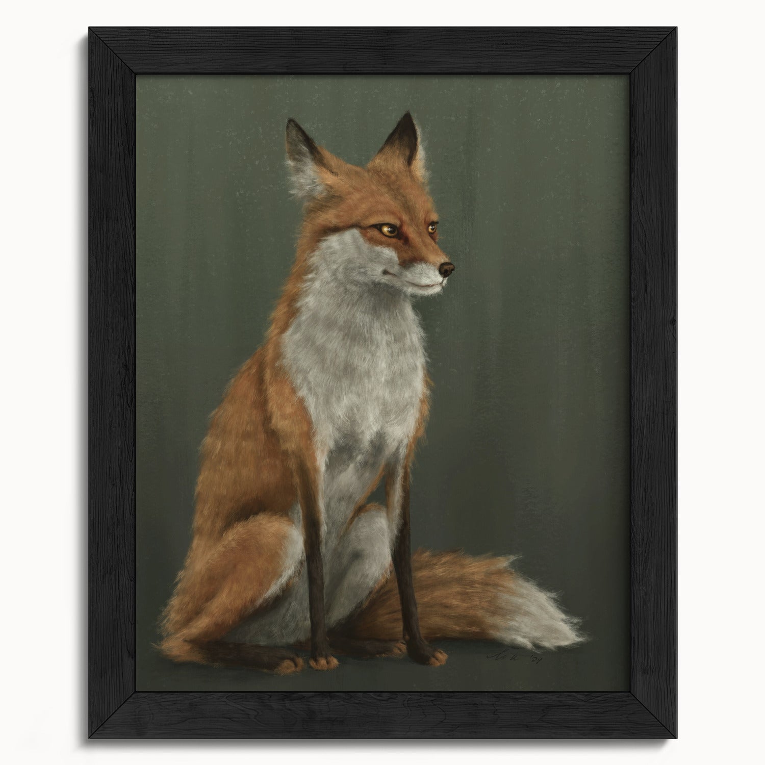 "The Woodland Fox - Green Edition" by Catherine Hébert - Red Fox Fine Art Print - Light Green Edition - 8"x10" size