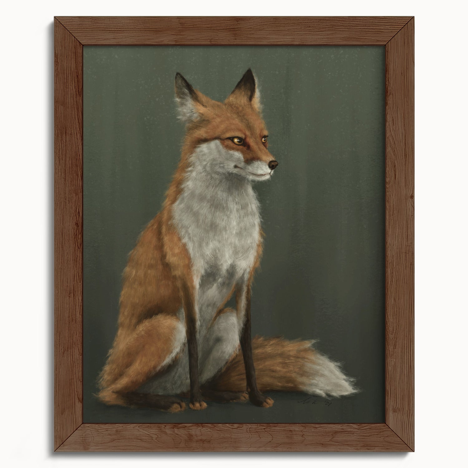 "The Woodland Fox - Green Edition" by Catherine Hébert - Red Fox Fine Art Print - Light Green Edition - 8"x10" size