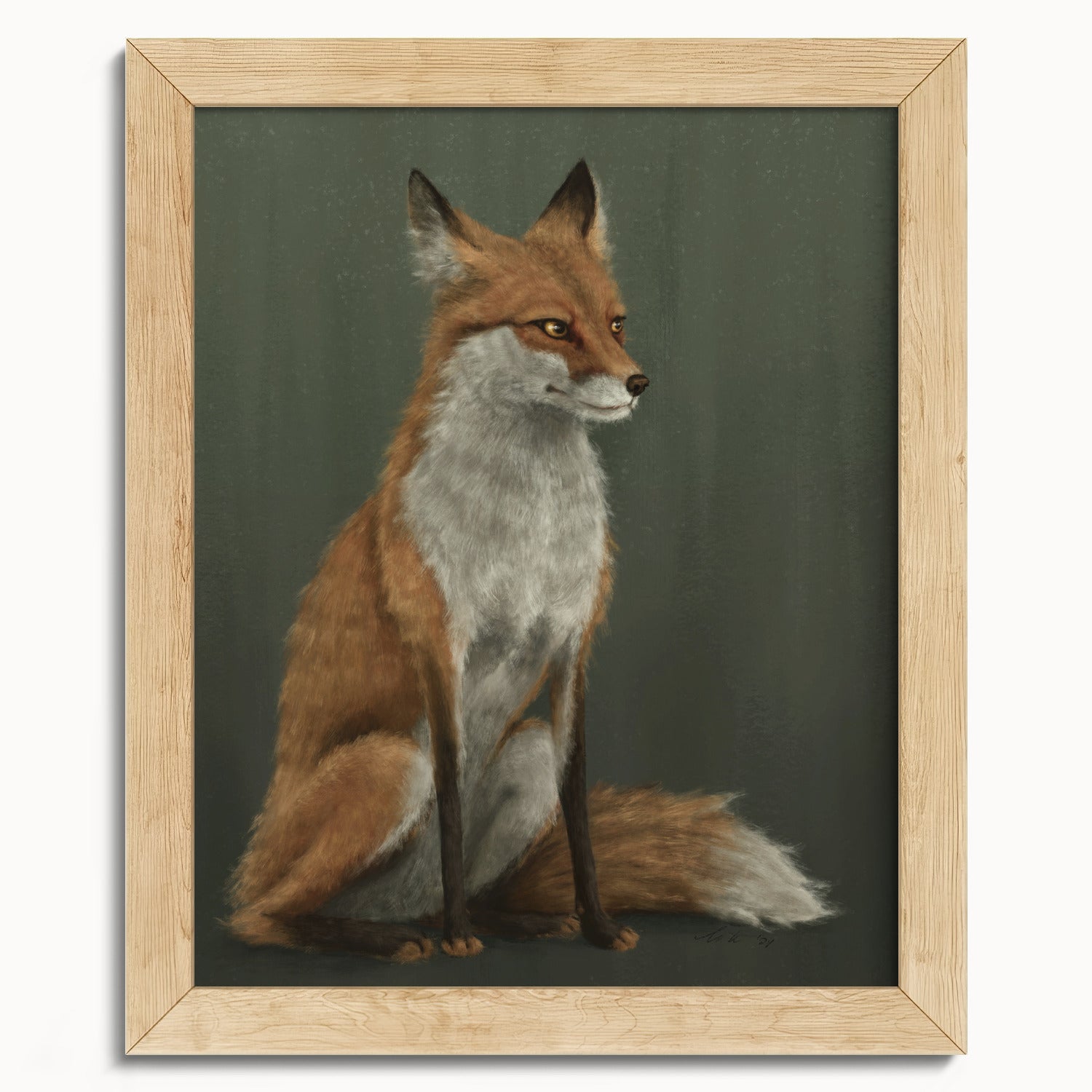 "The Woodland Fox - Green Edition" by Catherine Hébert - Red Fox Fine Art Print - Light Green Edition - 8"x10" size