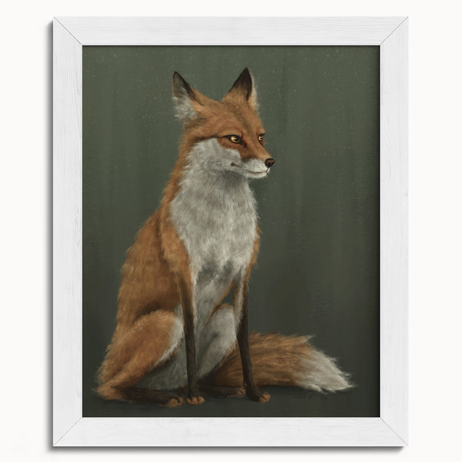 "The Woodland Fox - Green Edition" by Catherine Hébert - Red Fox Fine Art Print - Light Green Edition - 8"x10" size