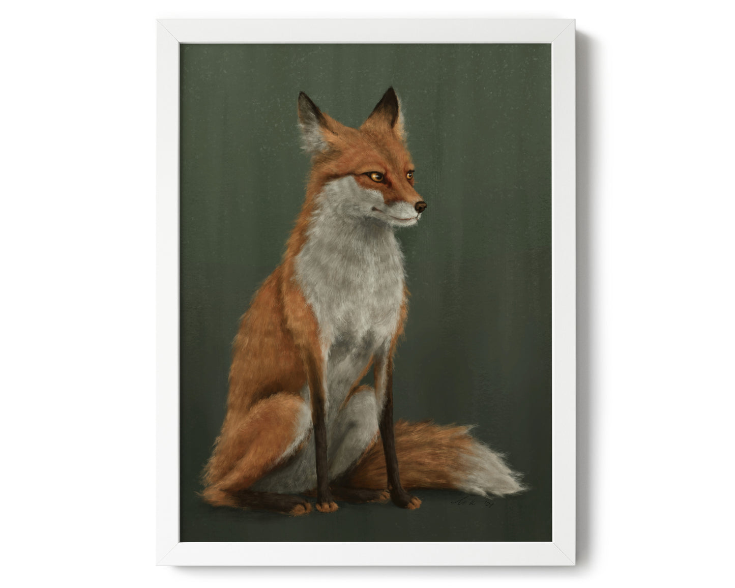 "The Woodland Fox - Light Green Edition" by Catherine Hébert - Red Fox Giclée Art Print - Light Green Edition - 12"x16" size