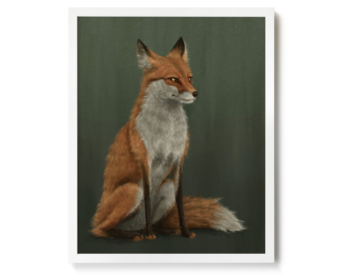 "The Woodland Fox - Light Green Edition" by Catherine Hébert - Red Fox Giclée Art Print - Light Green Edition - 16"x20" size
