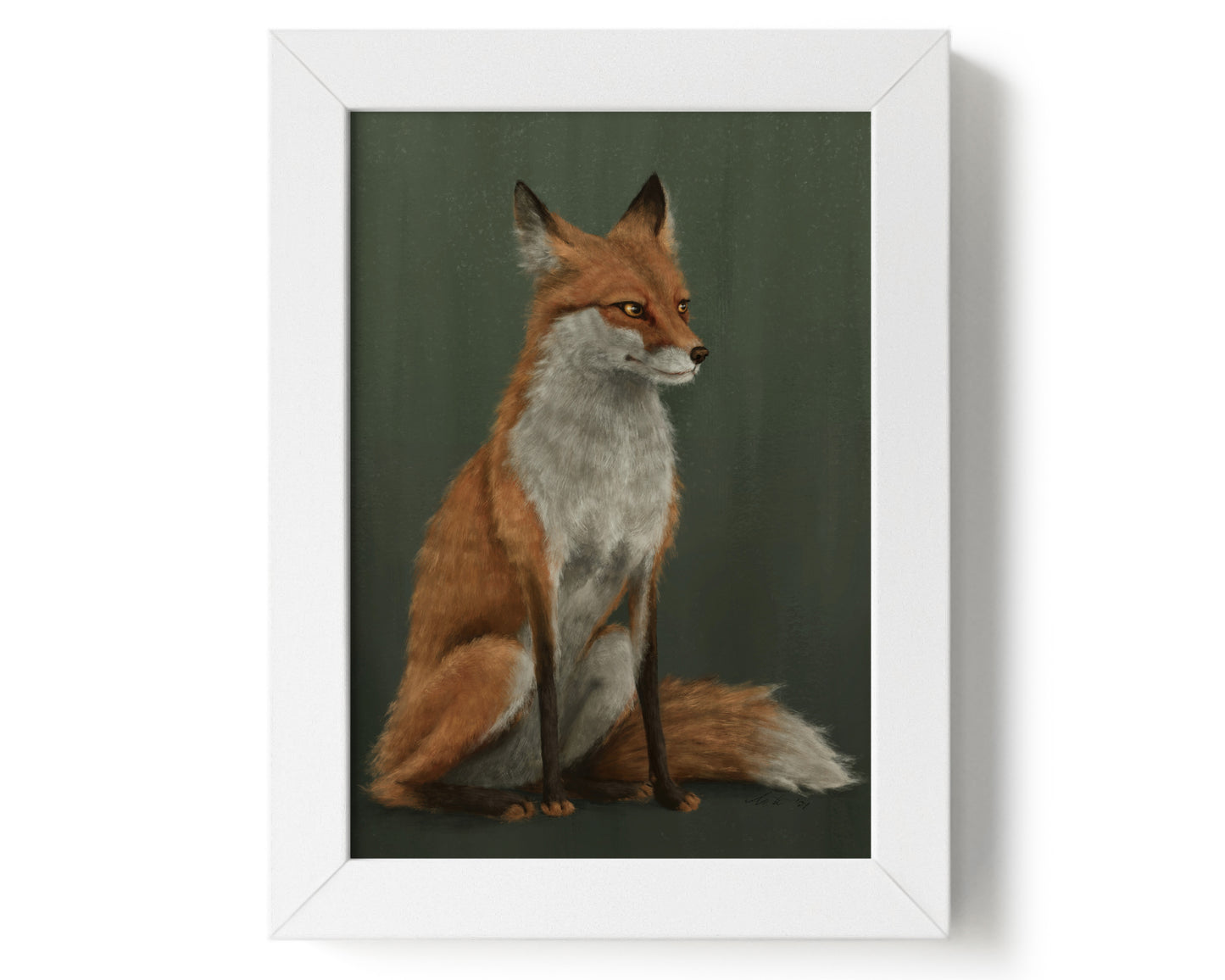 "The Woodland Fox - Light Green Edition" by Catherine Hébert - Red Fox Giclée Art Print - Light Green Edition - 5"x7" size