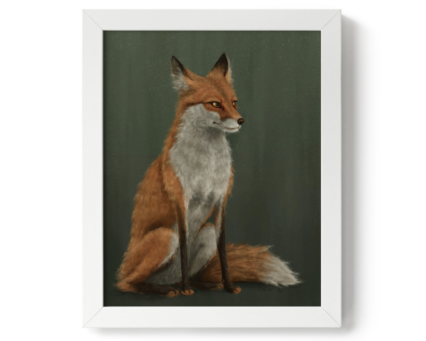 "The Woodland Fox - Light Green Edition" by Catherine Hébert - Red Fox Giclée Art Print - Light Green Edition - 8"x10" size