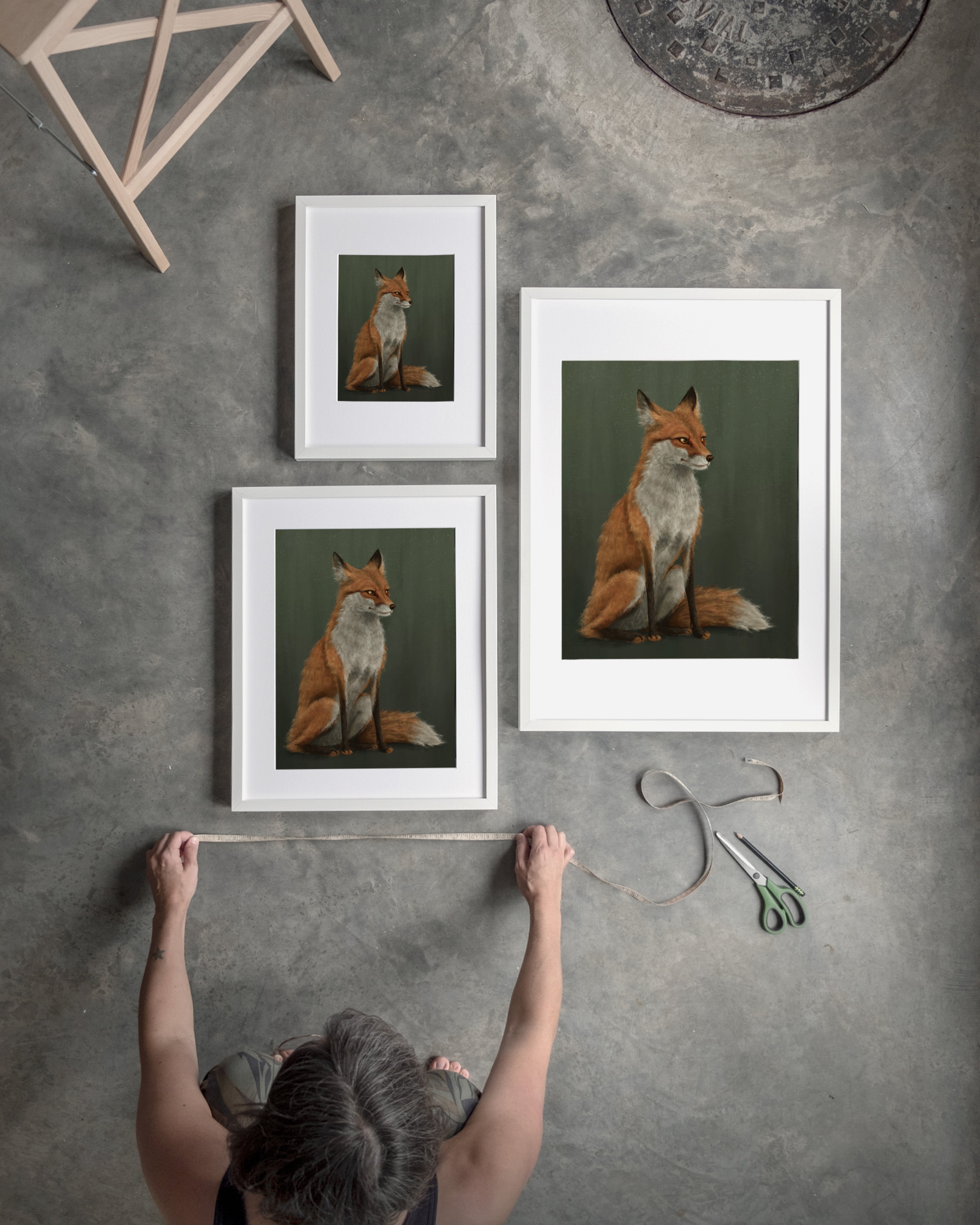 "The Woodland Fox - Green Edition" by Catherine Hébert - Woodland Fox Art Print - Light Green Edition