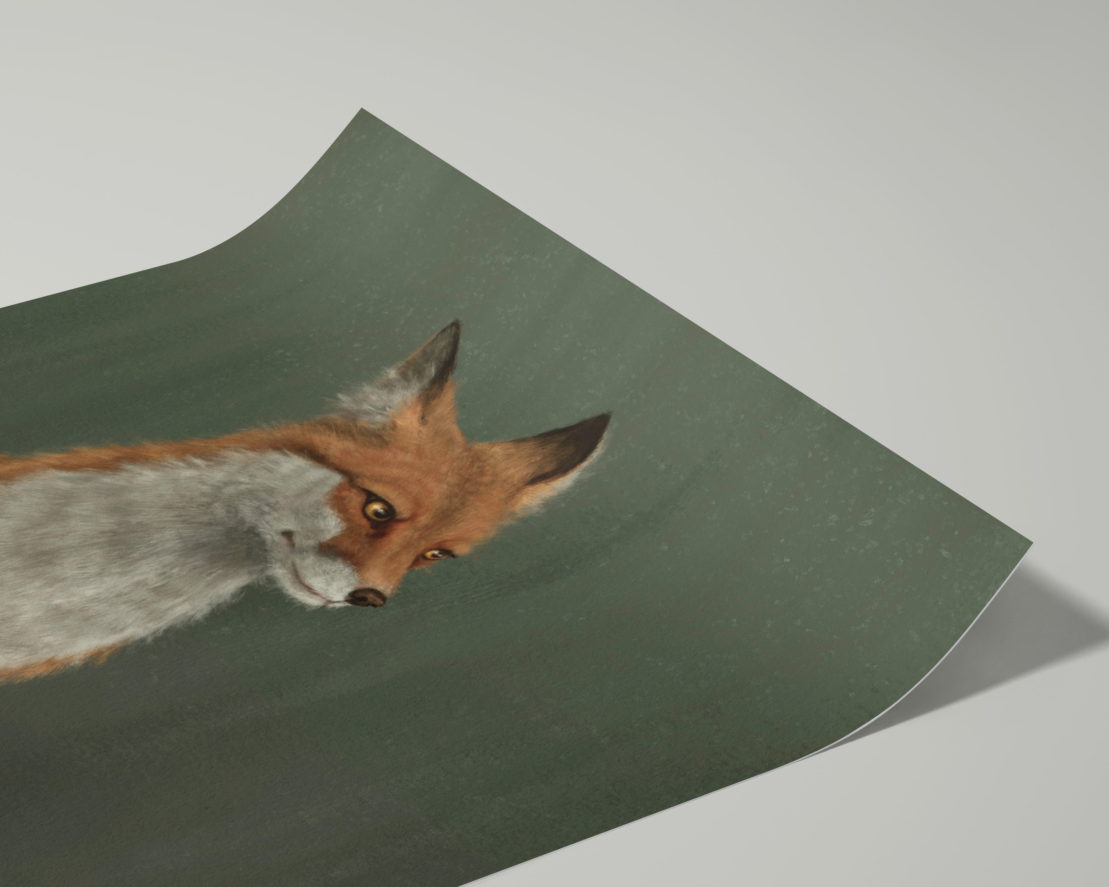 "The Woodland Fox - Green Edition" by Catherine Hébert - Woodland Fox Art Print - Light Green Edition