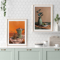 "Kitchen Print Set" by Catherine Hébert - Kitchen Still Life Art Print Set - Moka Pot & Eucalyptus