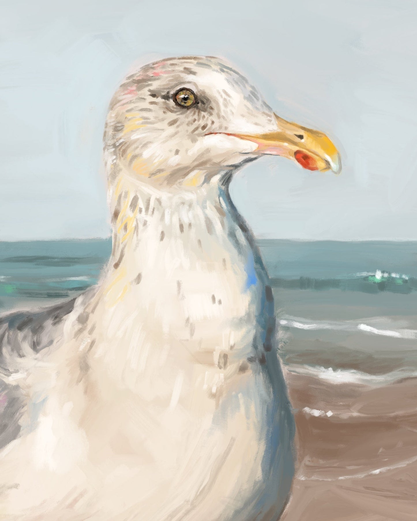 "Wobbly Leg Seagull" by Catherine Hébert - Seagull with Wobbly Leg Fine Art Print