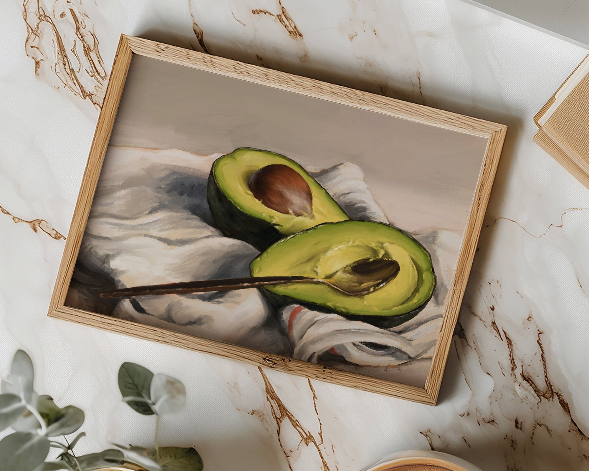 "Avocado" by Catherine Hébert - Sliced Avocado Painting Fine Art Print