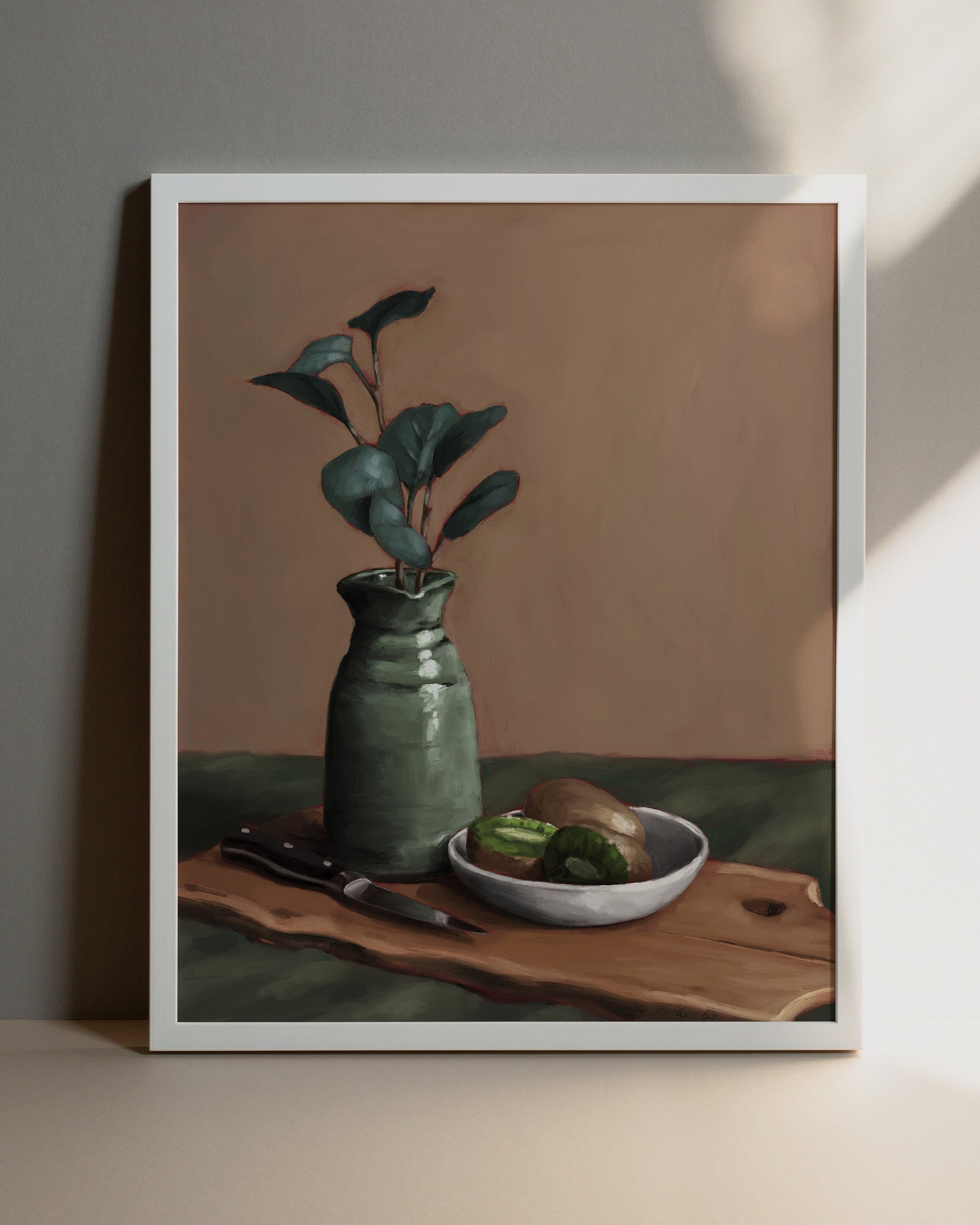 "Eucalyptus and Kiwi" by Catherine Hébert - Eucalyptus and Kiwi Still Life Fine Art Print
