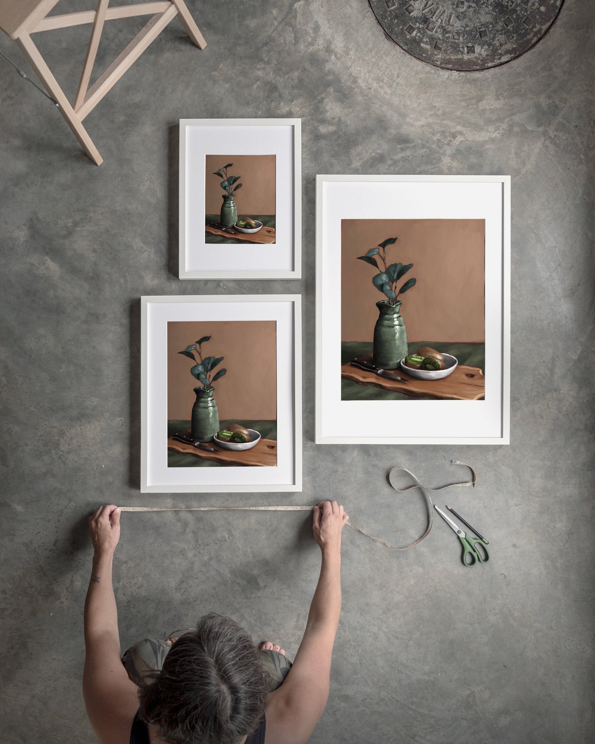 "Eucalyptus and Kiwi" by Catherine Hébert - Eucalyptus and Kiwi Still Life Fine Art Print