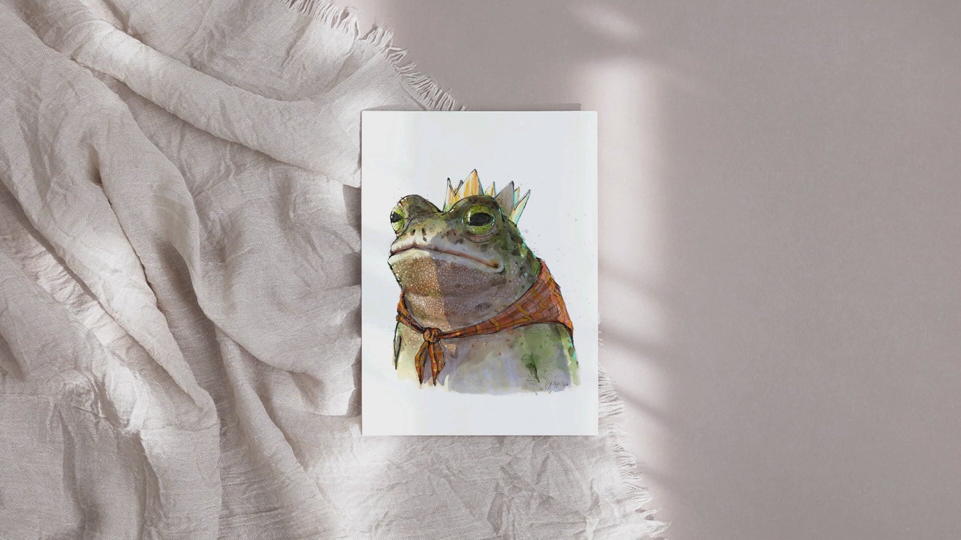 Watercolour Toad King Art Print
